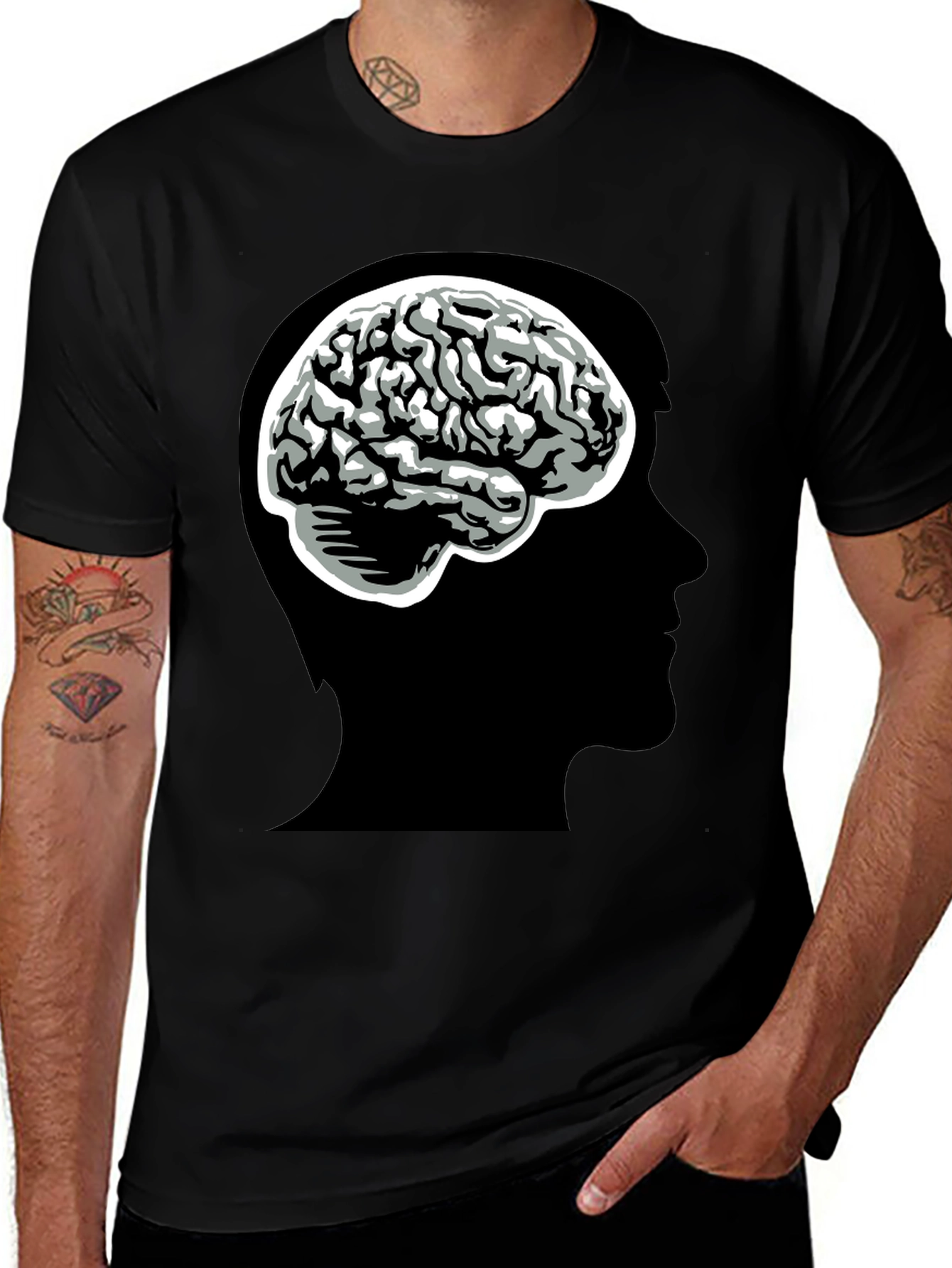 Brain Head Tee - Black Graphic T-Shirt