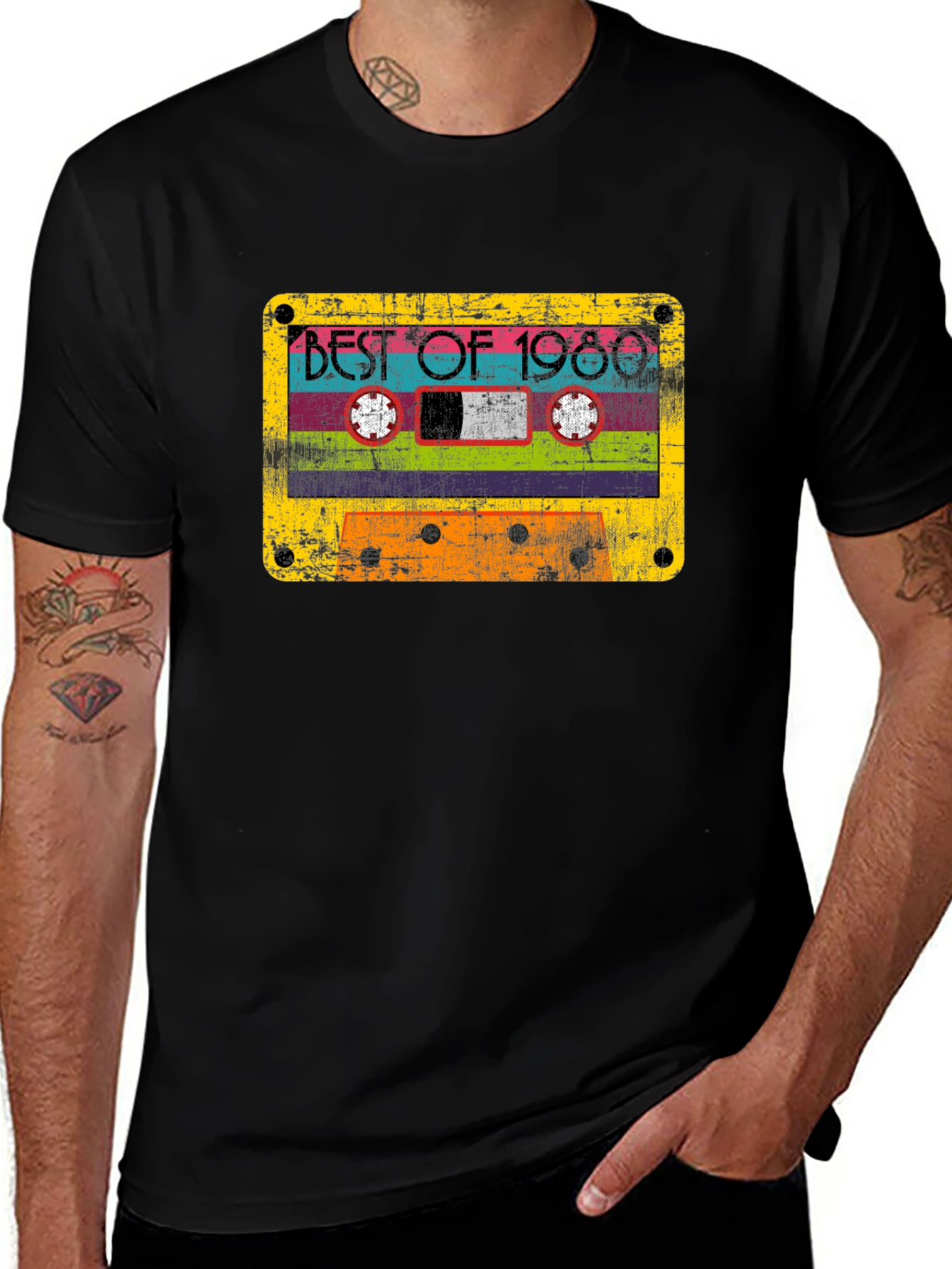 Variant 15 of Retro "Best of 1980" Cassette Graphic Tee - Black
