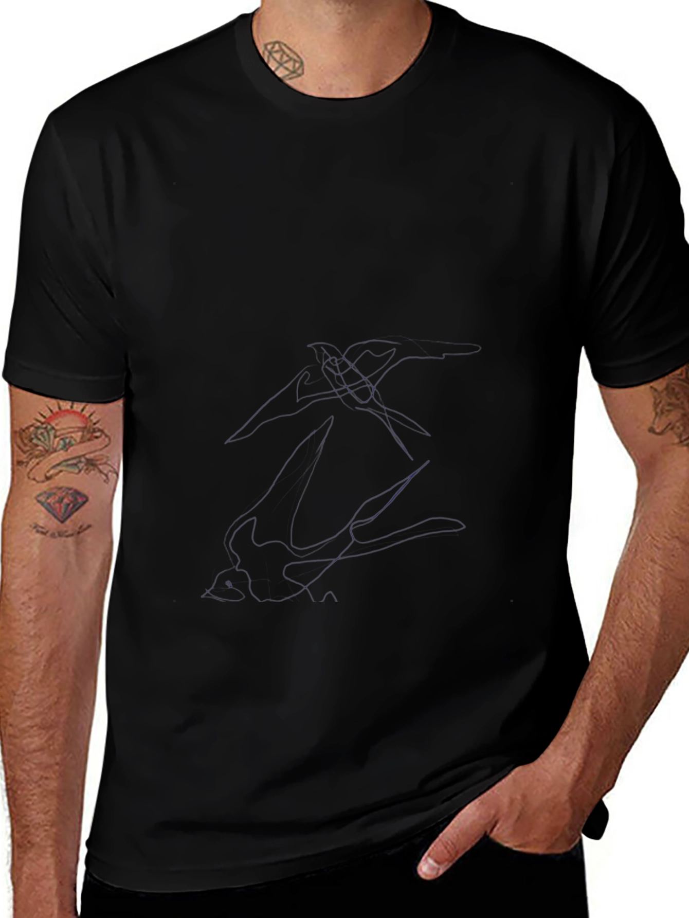 Variant 7 of Men's Solid Black Crew Neck T-Shirt