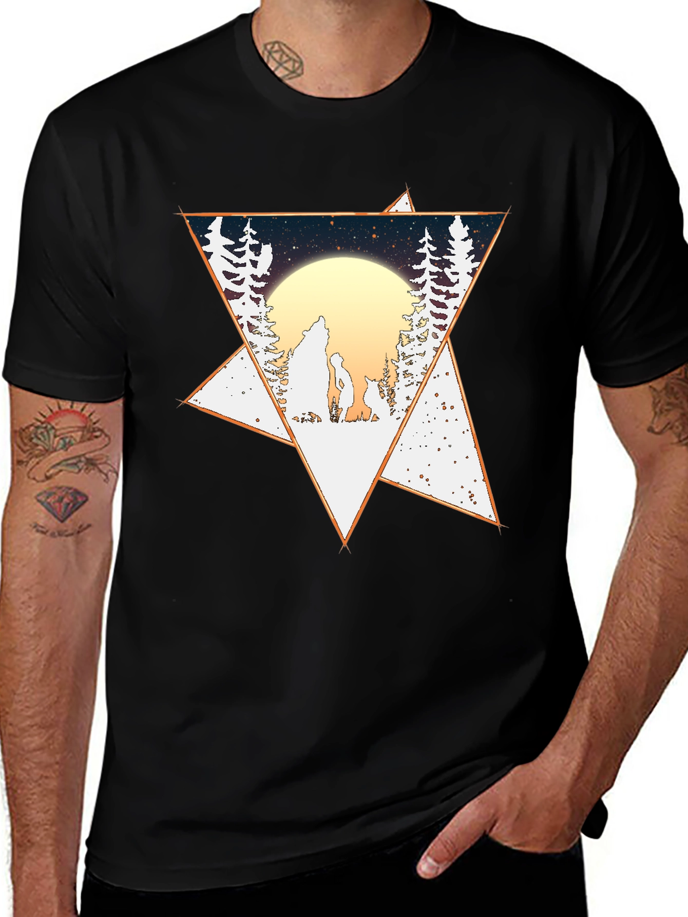 Variant 20 of Wolf Moon Triangle Graphic Tee