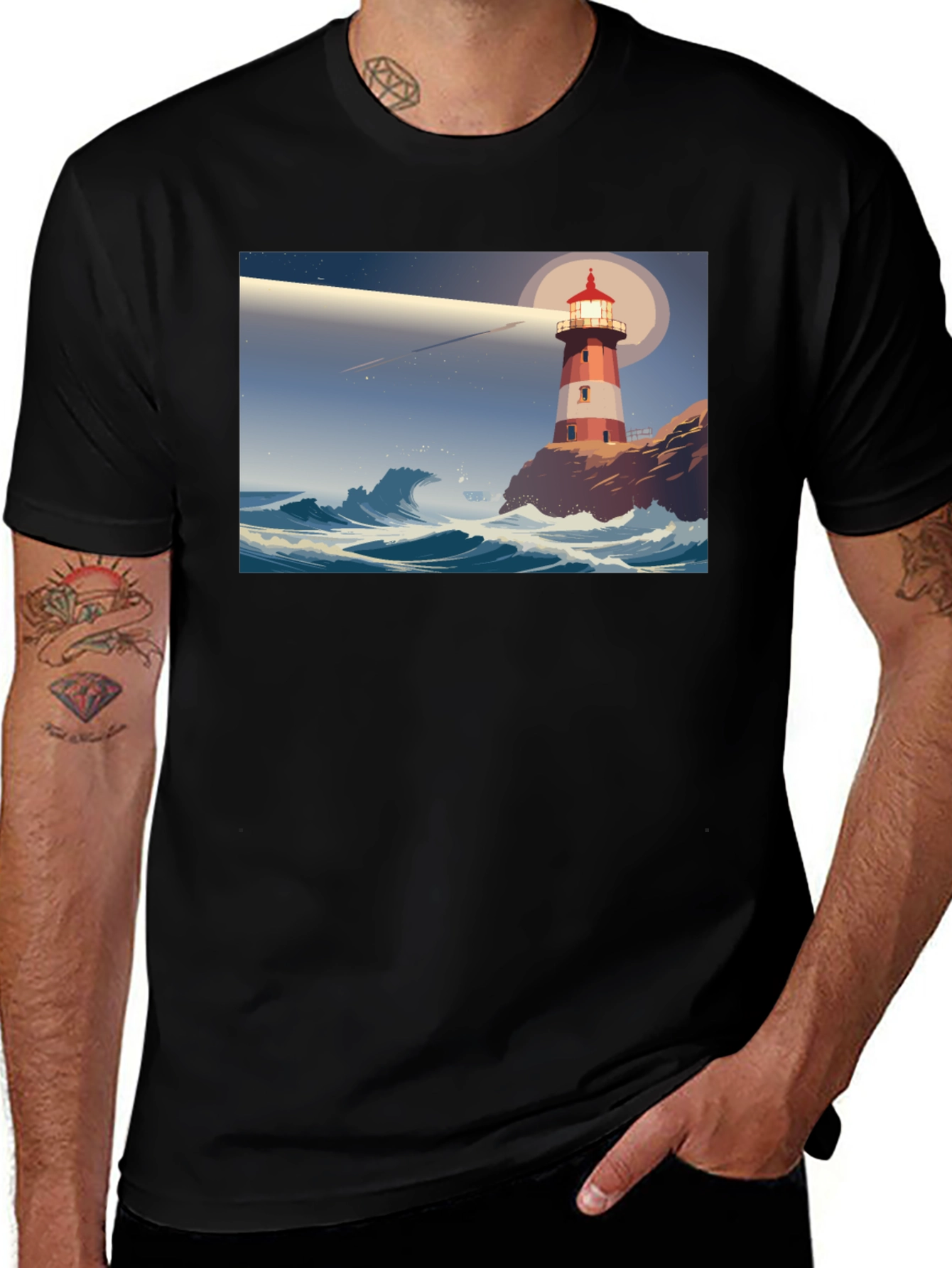 Variant 7 of Lighthouse Graphic T-Shirt - Coastal Design