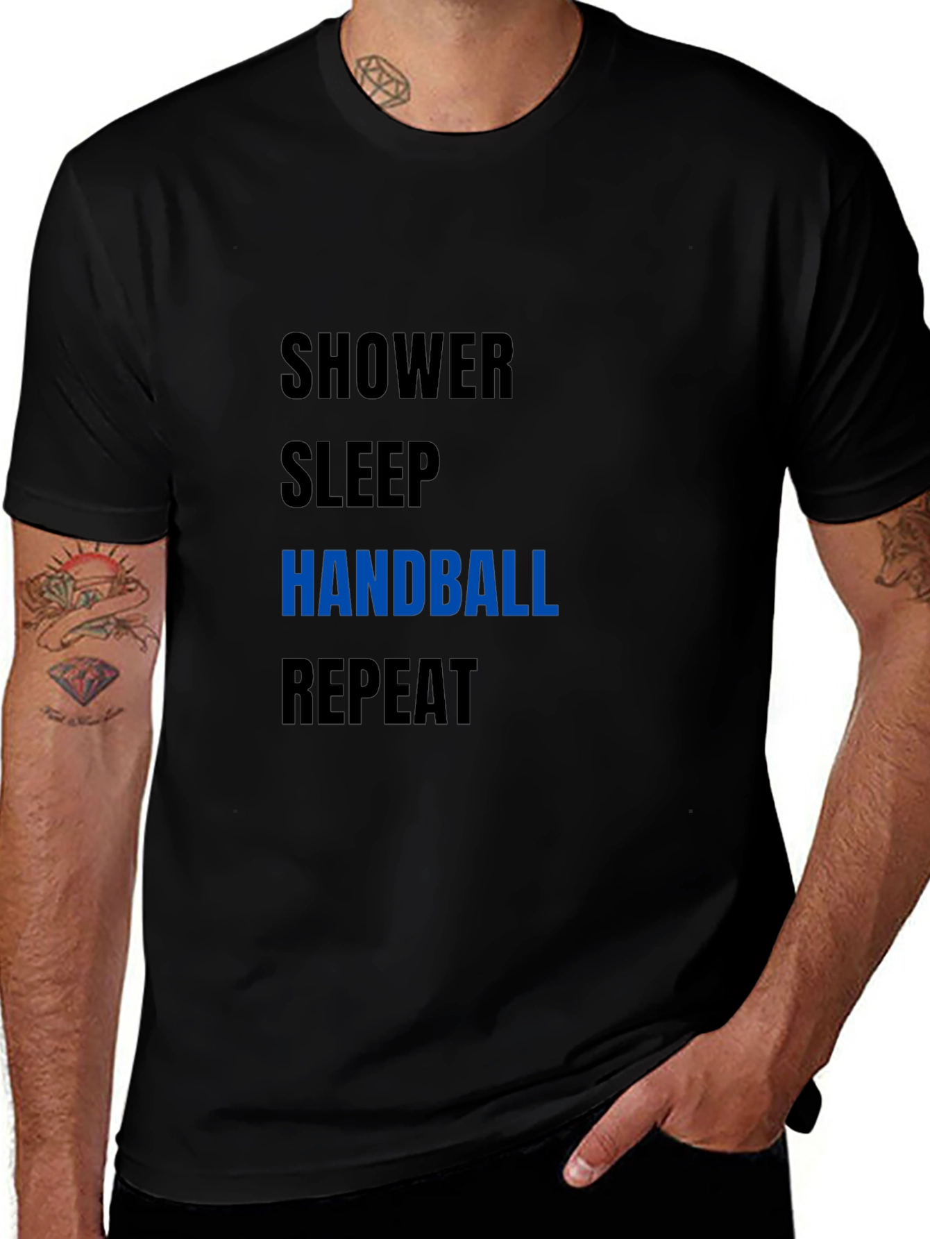 Variant 22 of Handball T-Shirt: Shower, Sleep, Handball, Repeat