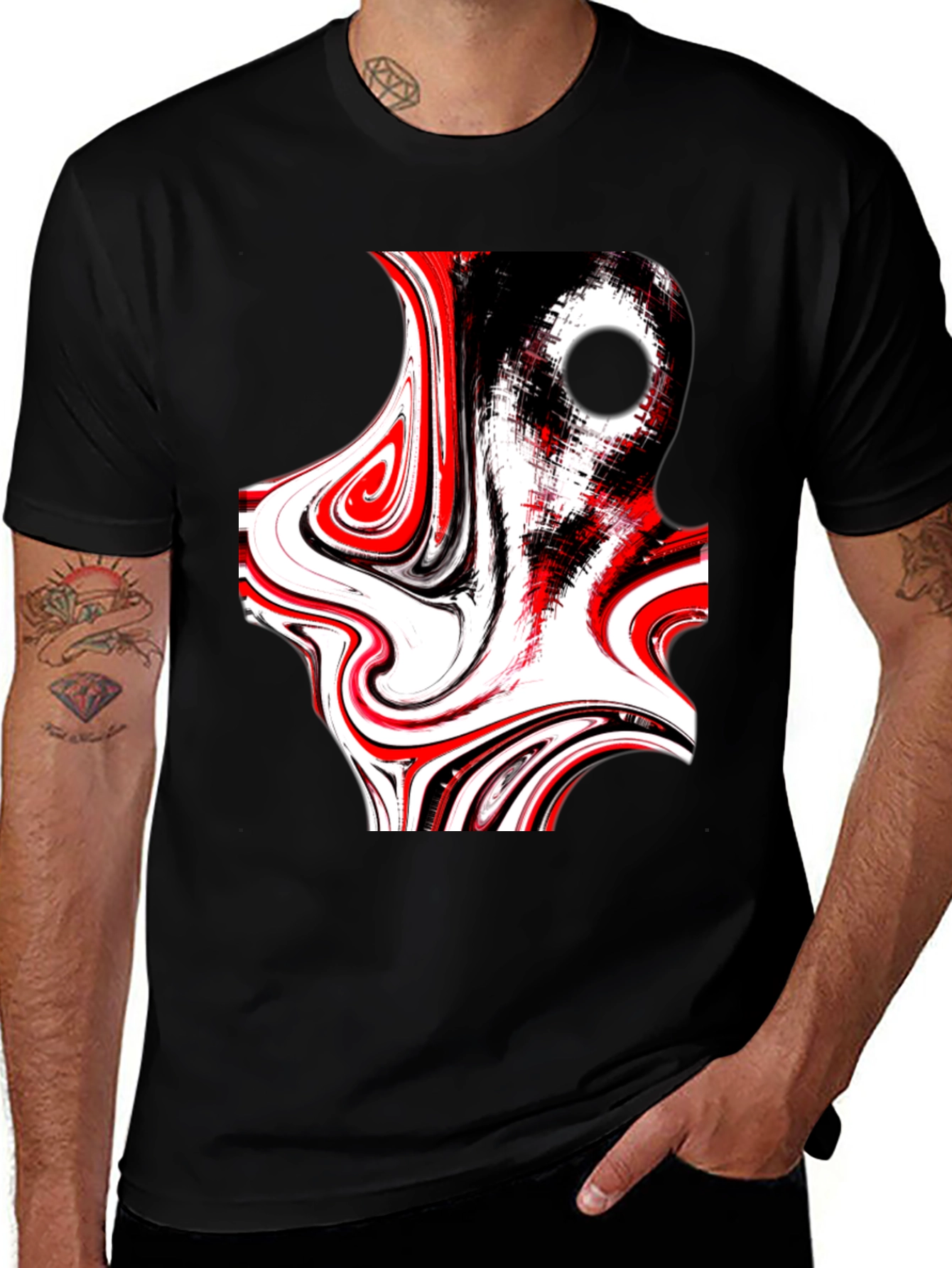 Variant 12 of Abstract Swirl Graphic Tee - Black