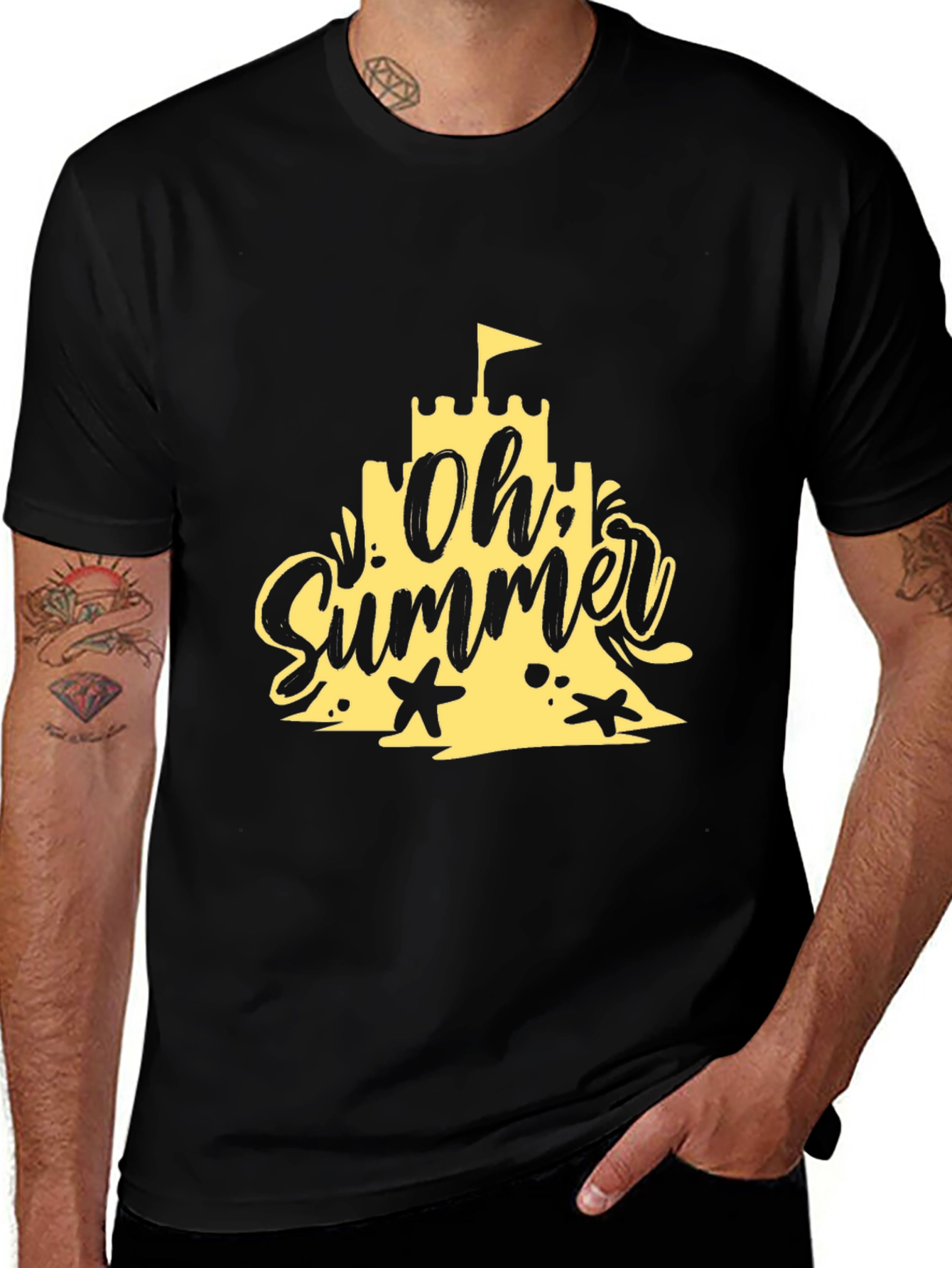 Variant 14 of Oh Summer Black T-Shirt - Beach Vibes