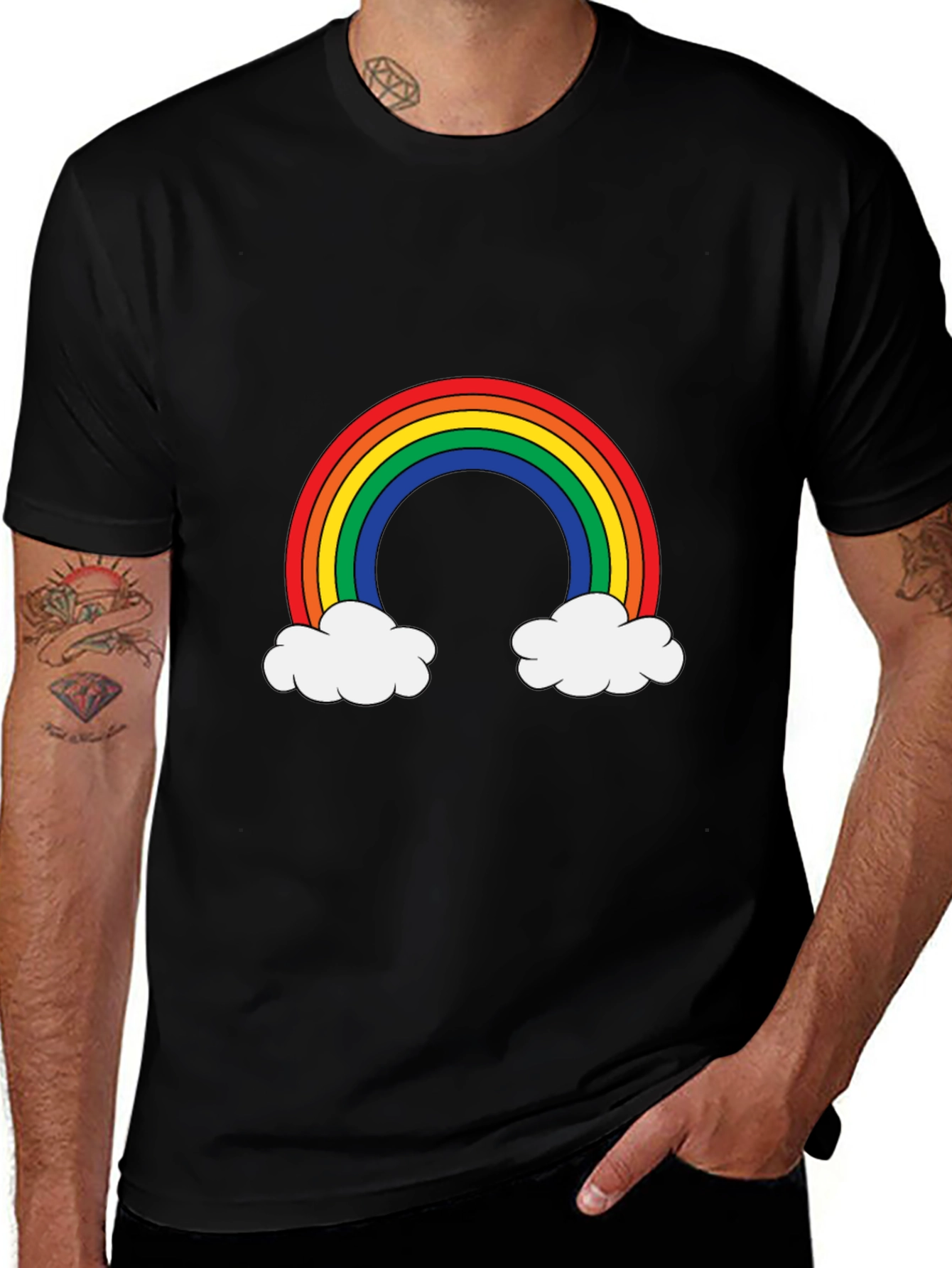 Variant 13 of Rainbow Cloud Graphic Black T-Shirt