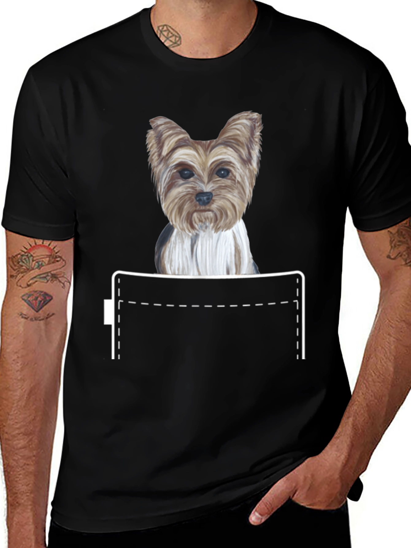 Yorkie Dog Pocket T-Shirt - Cute Pet Lover Tee