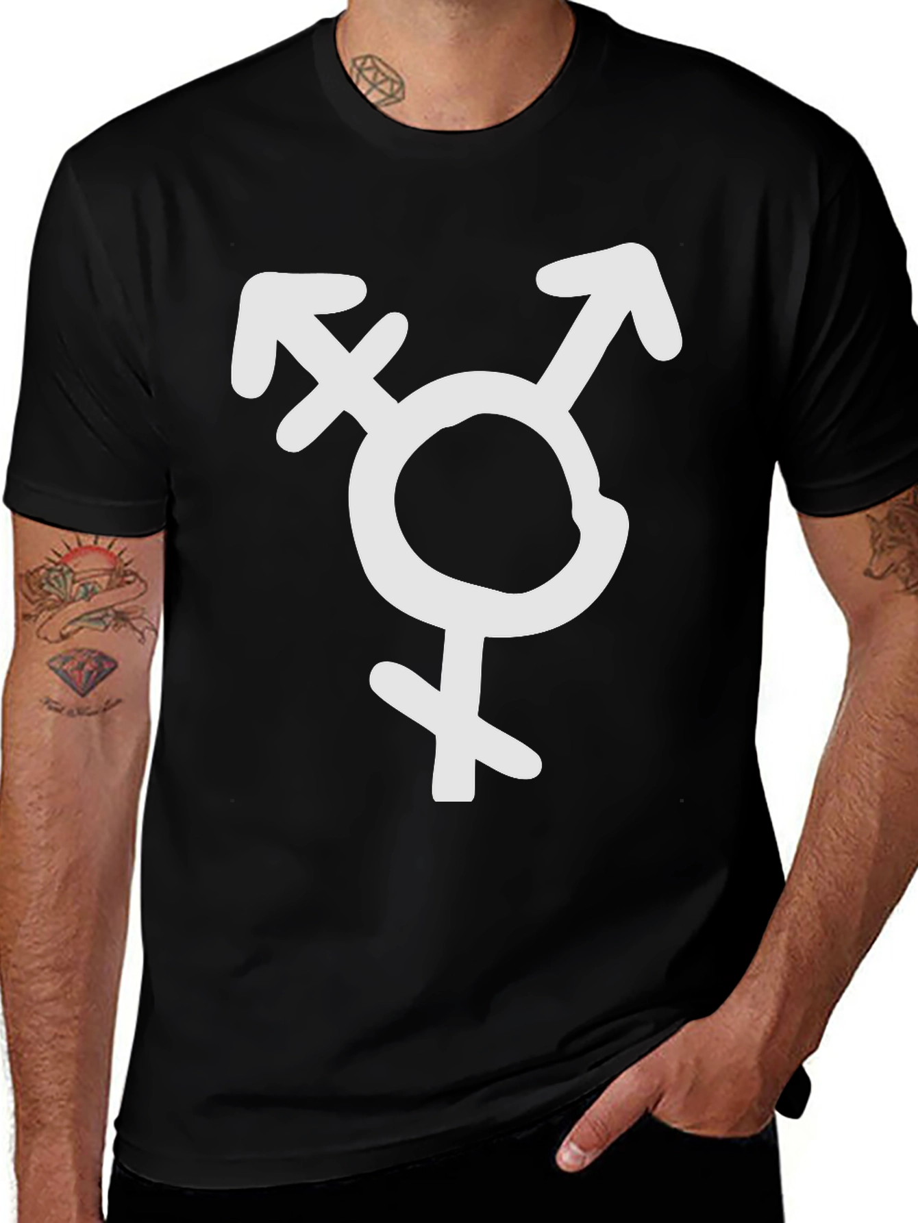 Variant 30 of Transgender Symbol Graphic T-Shirt - Black