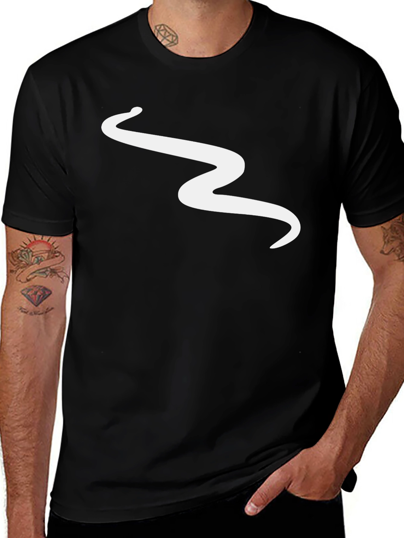 Variant 26 of Men's Black T-Shirt with White Abstract Graphic