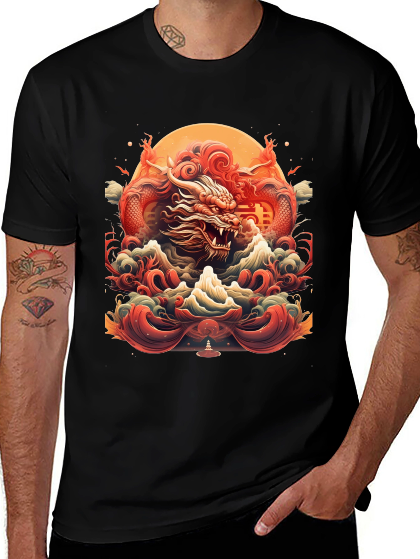 Variant 6 of Dragon Graphic Tee - Bold Asian Inspired Design