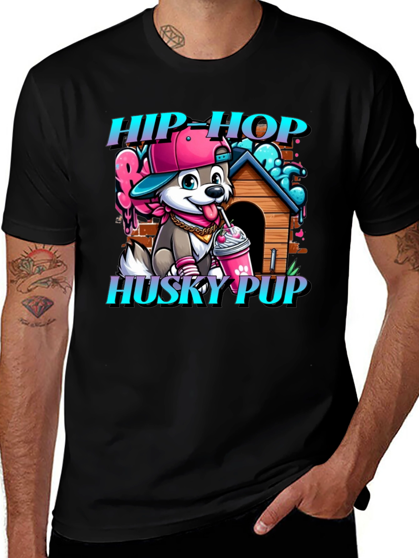 Variant 26 of Hip Hop Husky Pup Graphic T-Shirt