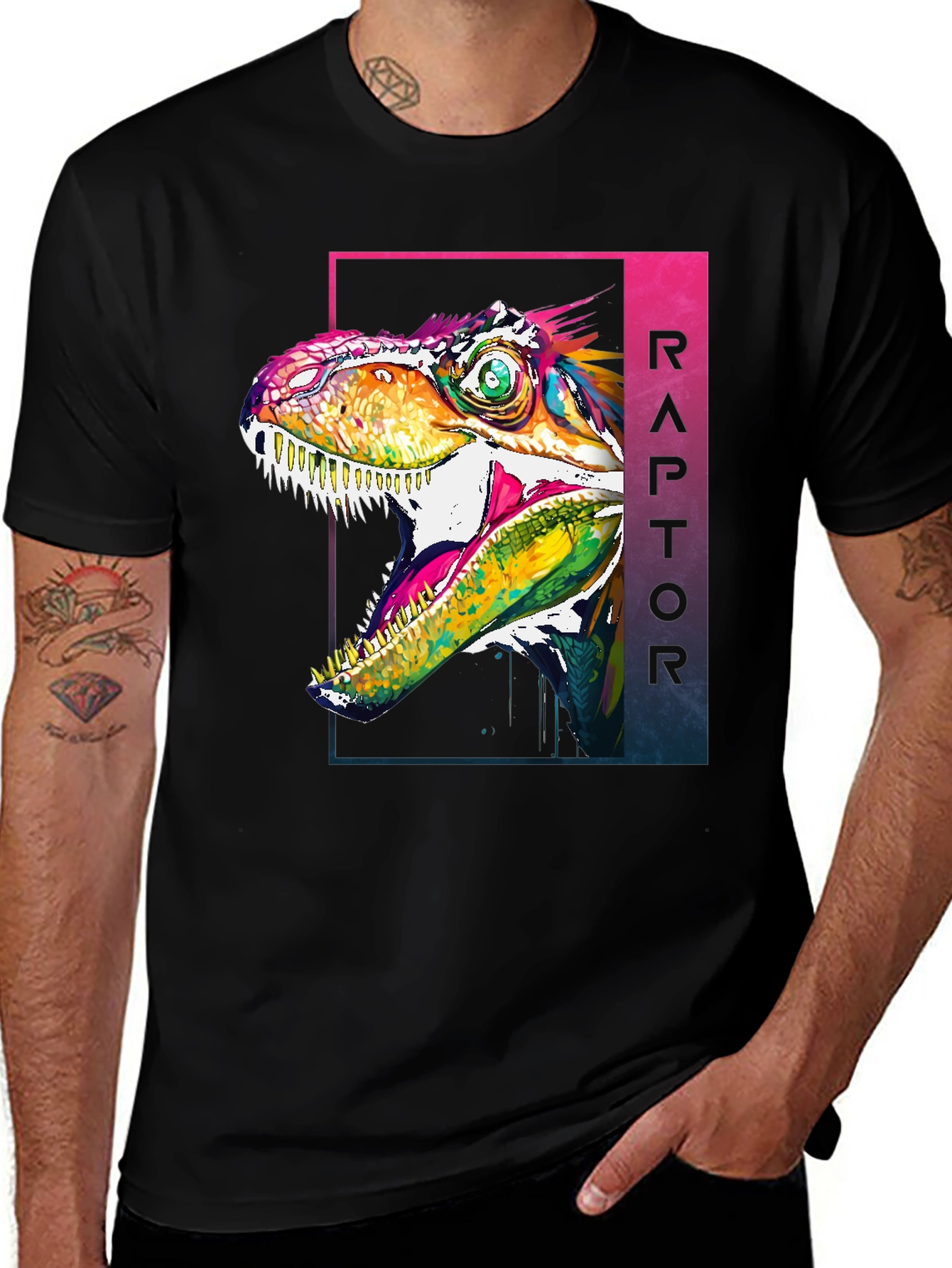 Raptor Graphic Tee - Vivid Dinosaur T-Shirt