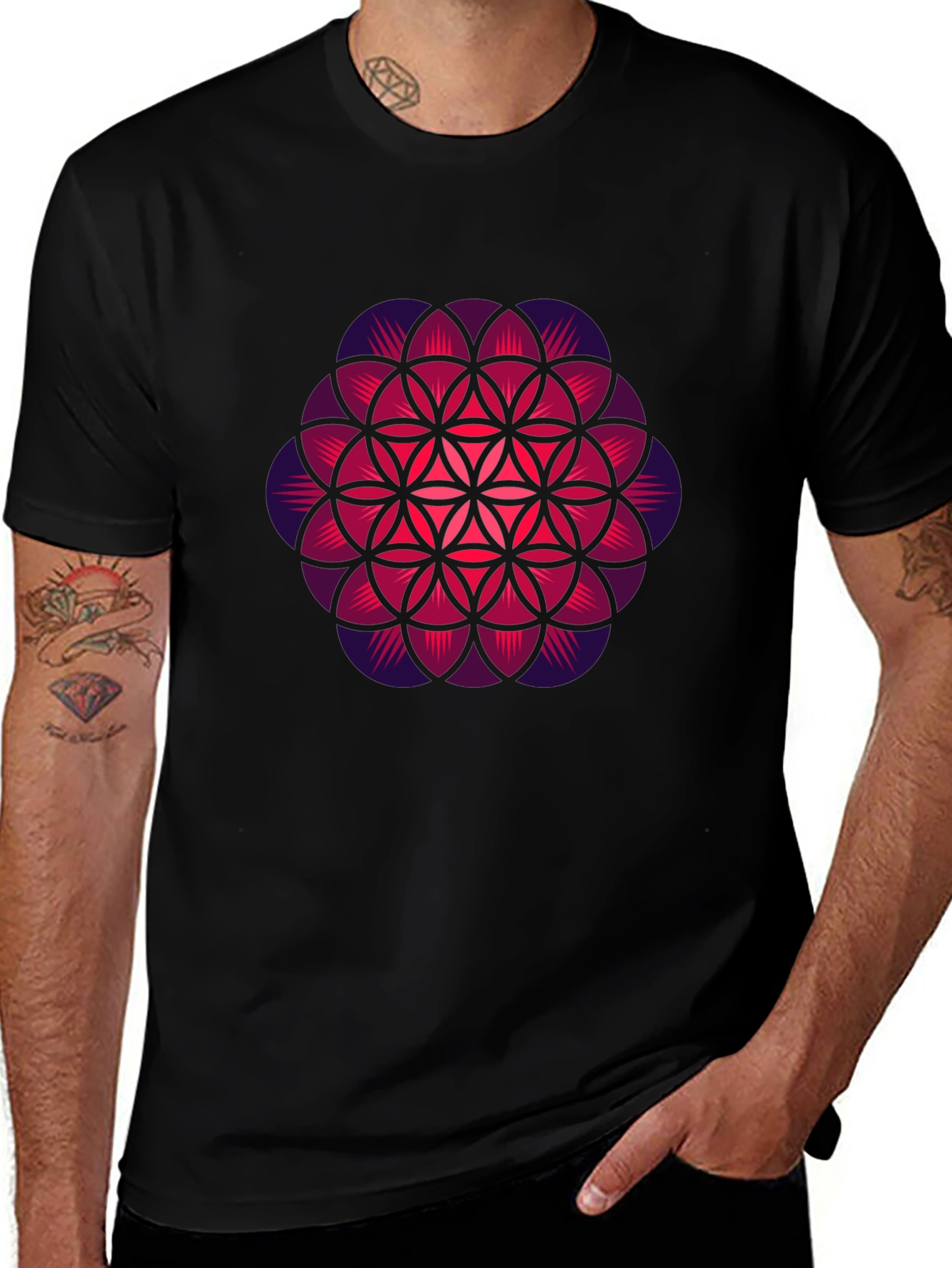 Variant 10 of Flower of Life Graphic Tee - Black T-Shirt