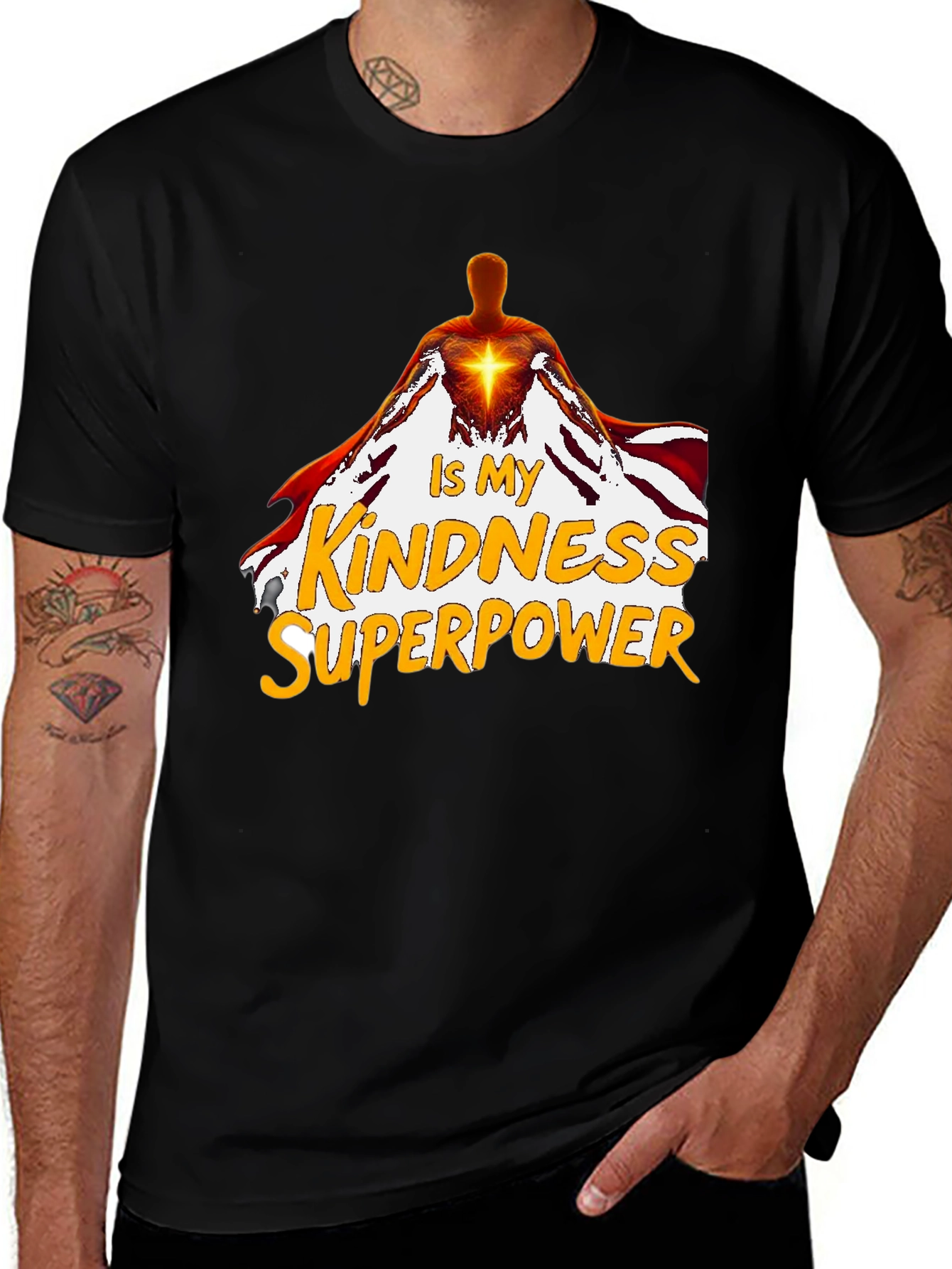 Variant 22 of Kindness Superpower T-Shirt - Black Cotton Tee