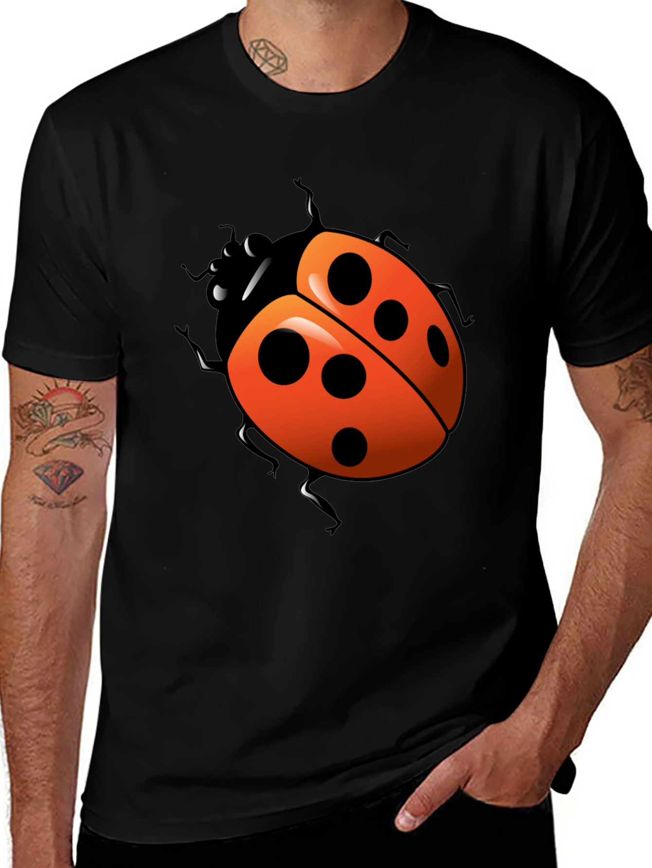 Variant 27 of Ladybug Graphic T-Shirt - Casual Black Tee