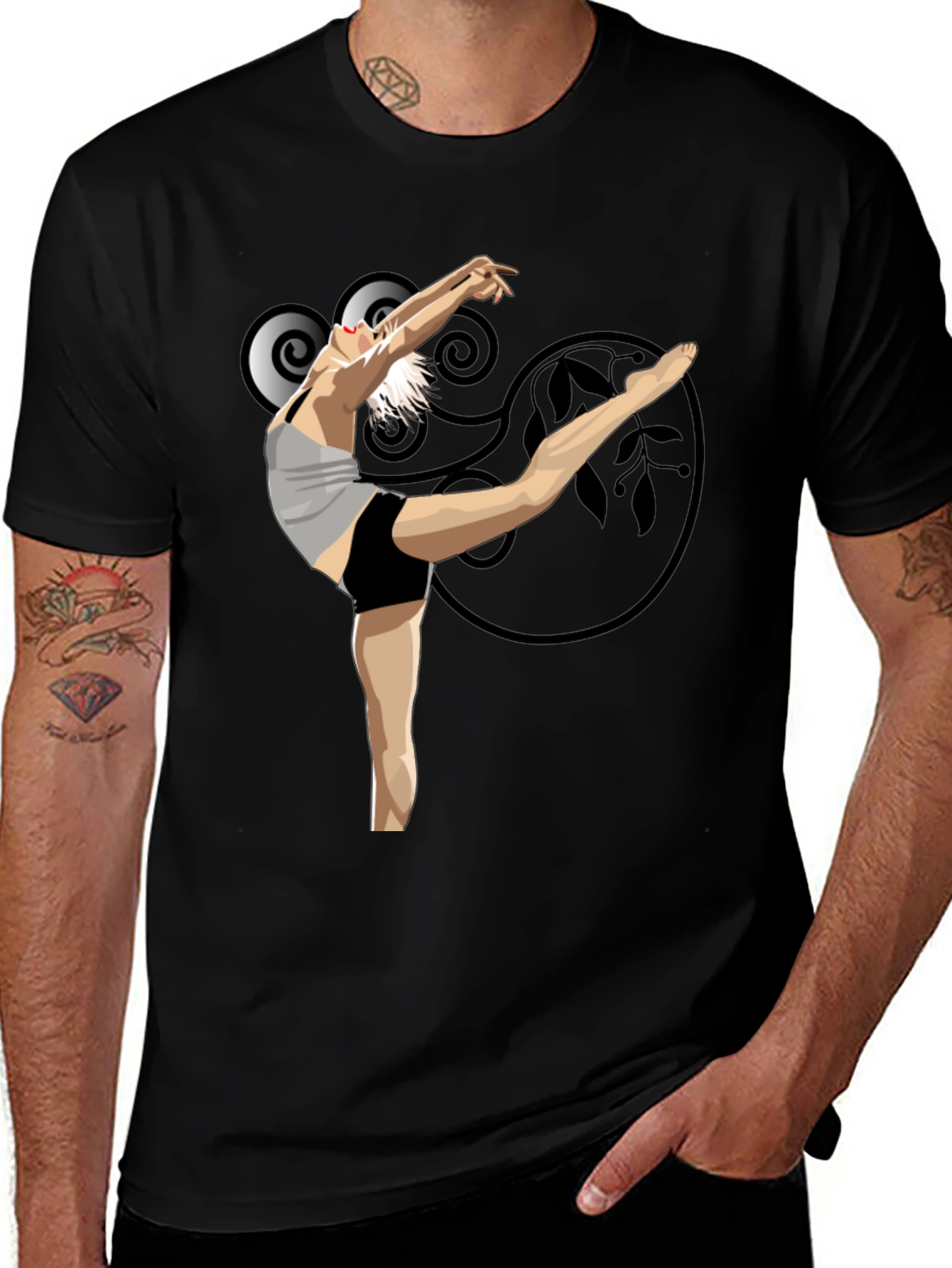 Black Ballet Dancer Graphic Black T-Shirt main image