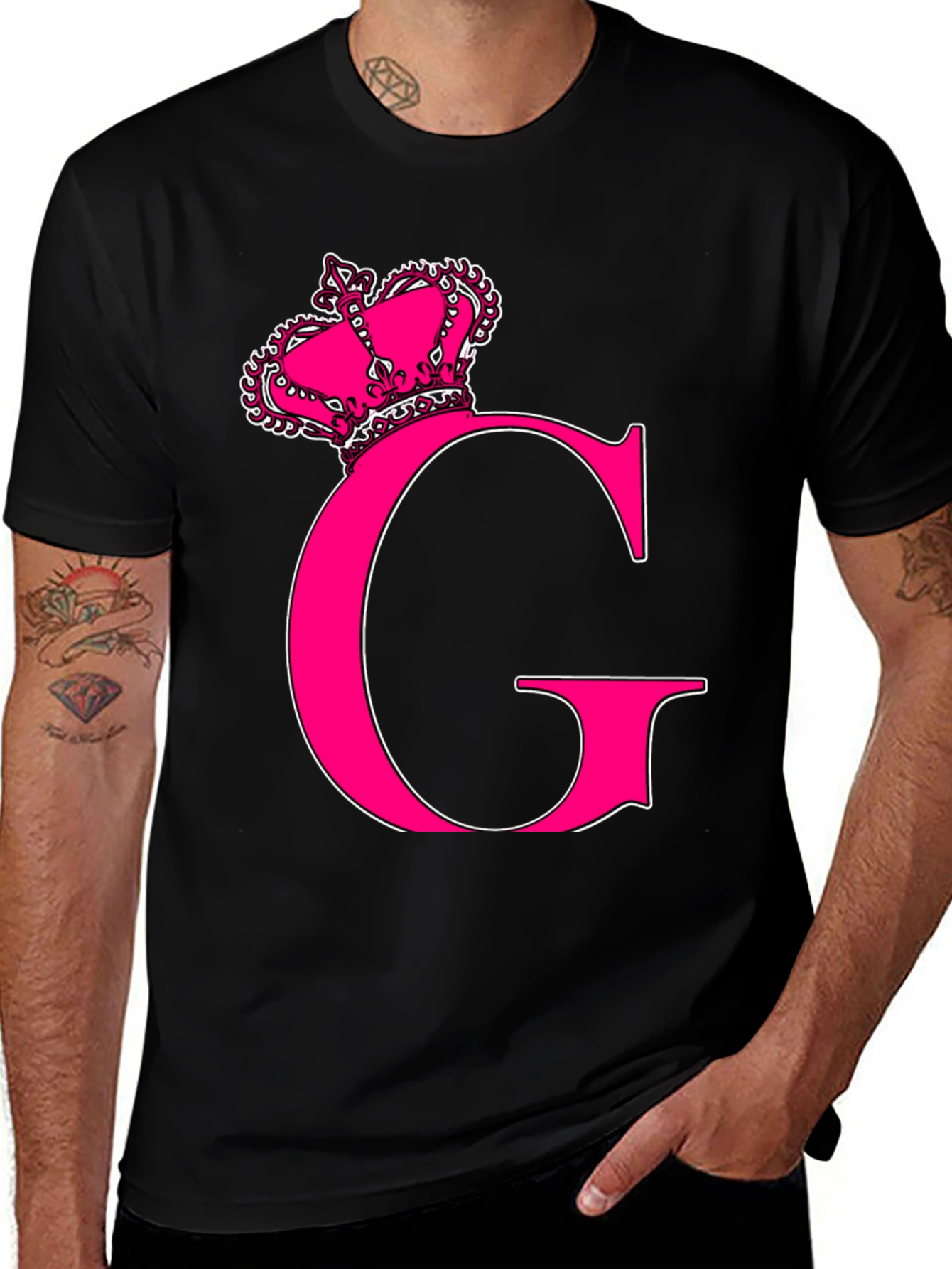 Pink Crown Initial G Graphic Tee