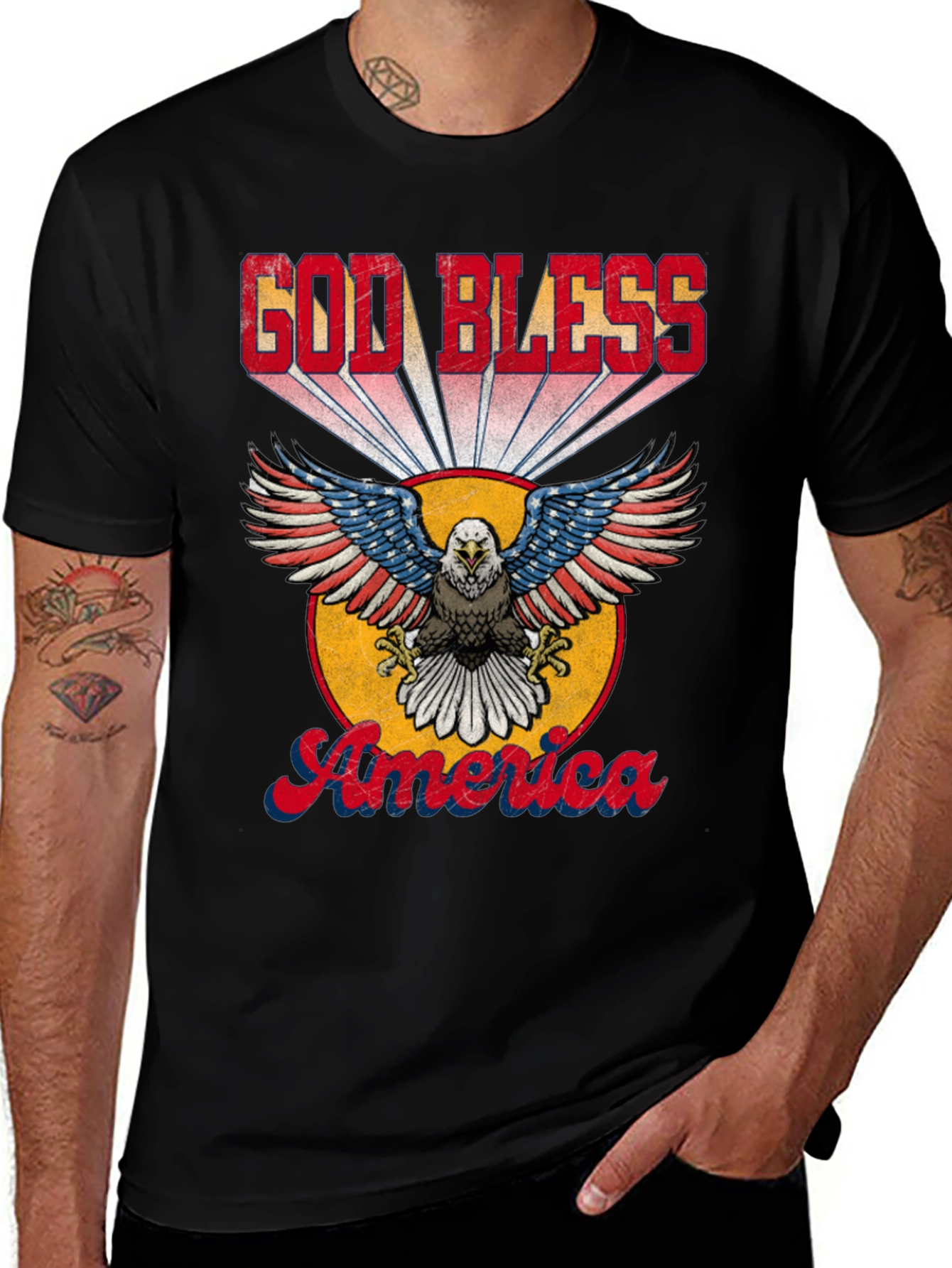 Variant 5 of God Bless America Patriotic Eagle Graphic T-Shirt