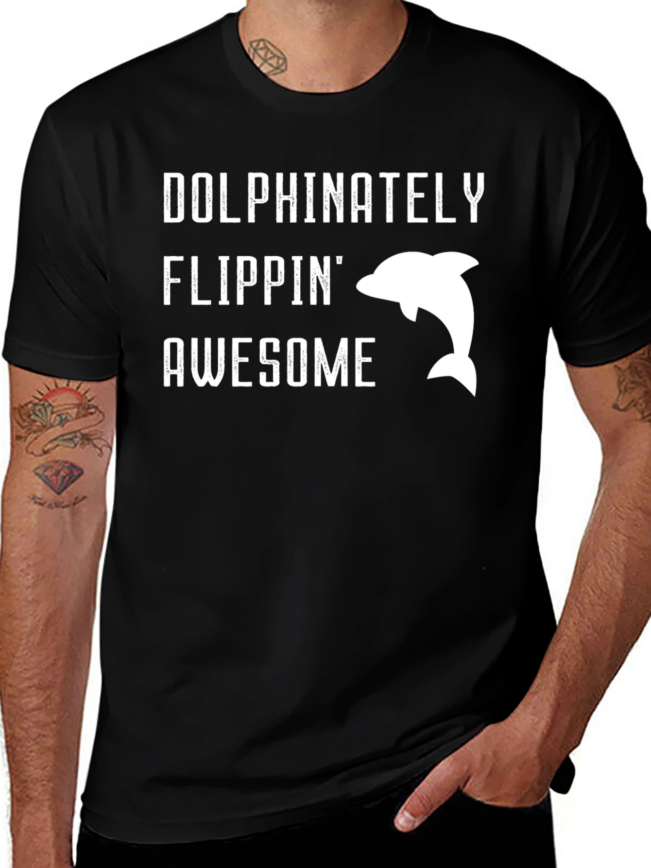 Variant 30 of Dolphinately Flippin' Awesome Black T-Shirt