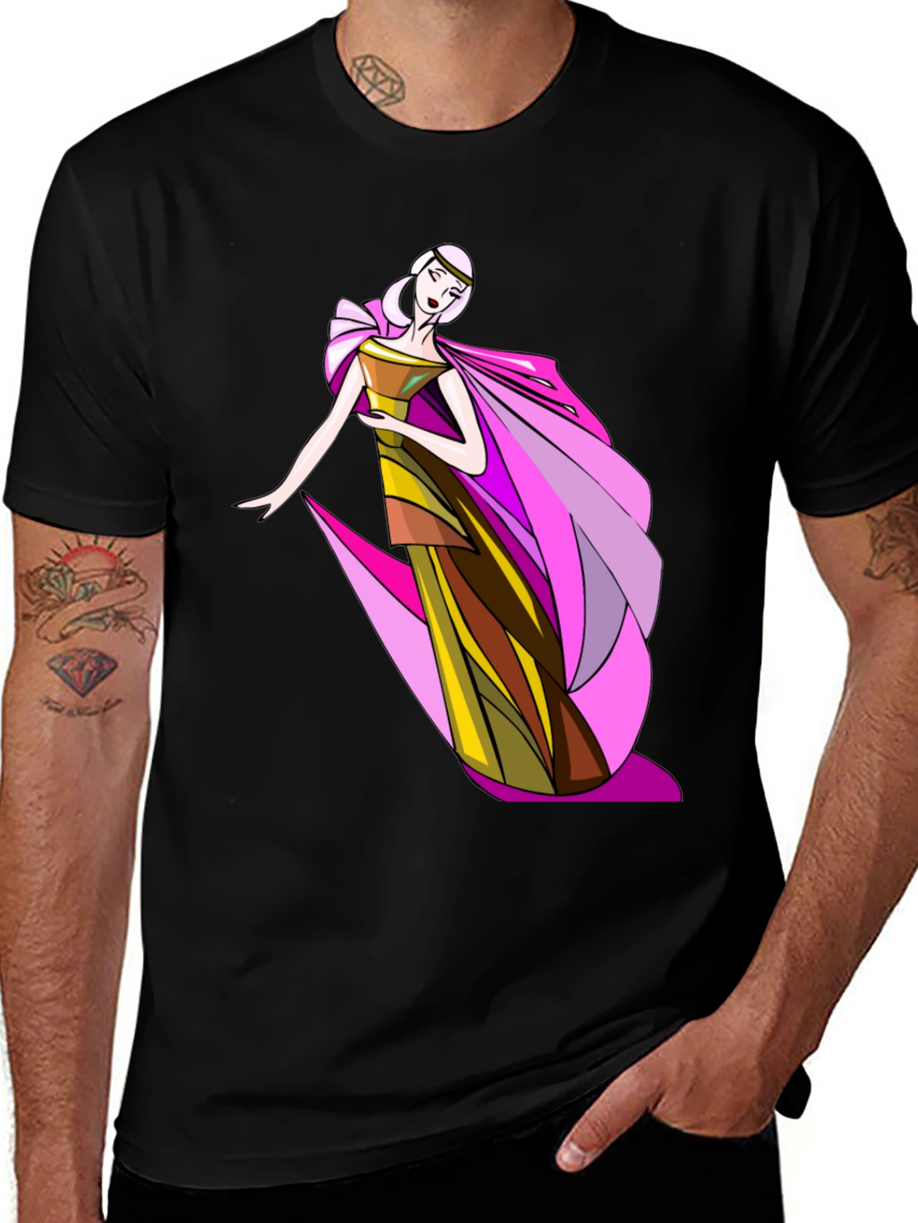 Variant 13 of Elegant Woman Graphic Tee - Stylish Black T-Shirt