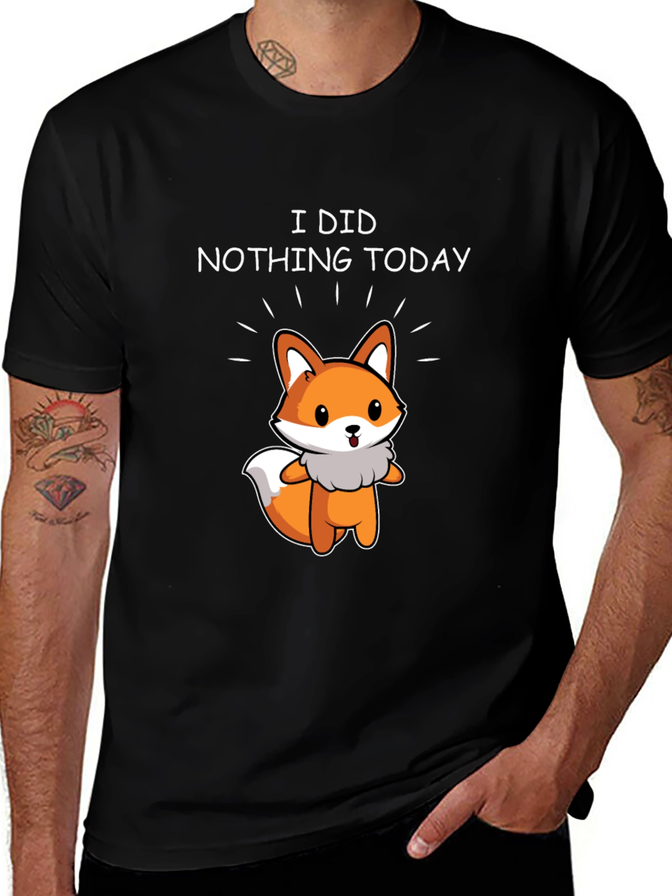 Black I Did Nothing Today Fox T-Shirt - Relax & Enjoy! main image
