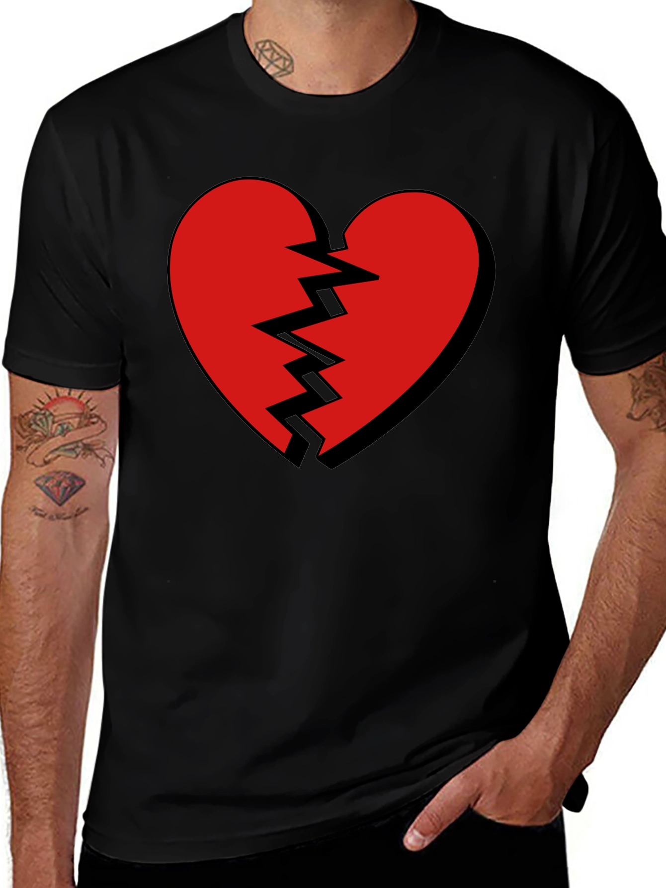 Variant 3 of Broken Heart Graphic Tee - Mens Casual T-Shirt