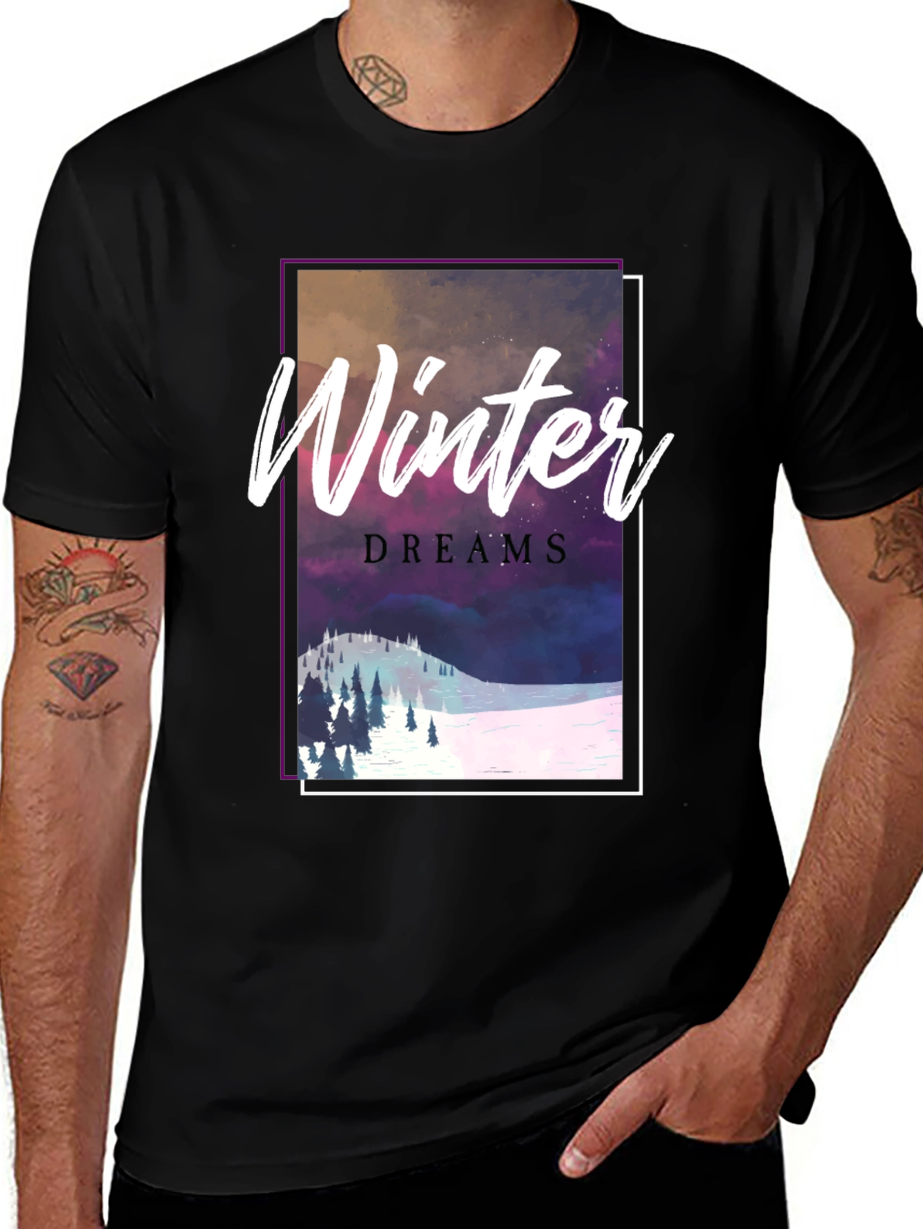 Variant 24 of Winter Dreams Graphic Tee - Unisex Black T-Shirt