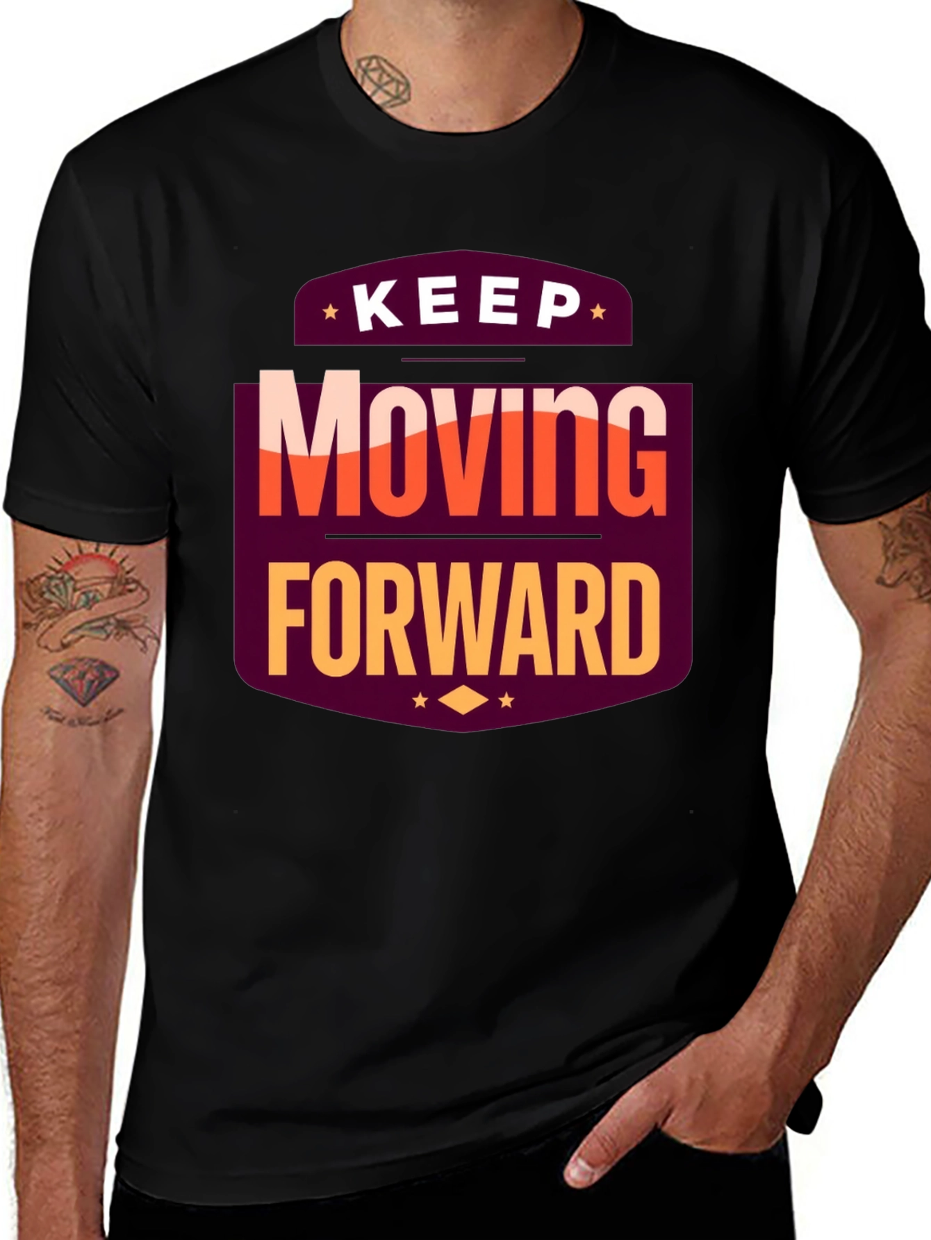 Variant 27 of Motivational T-Shirt: Keep Moving Forward Black Tee