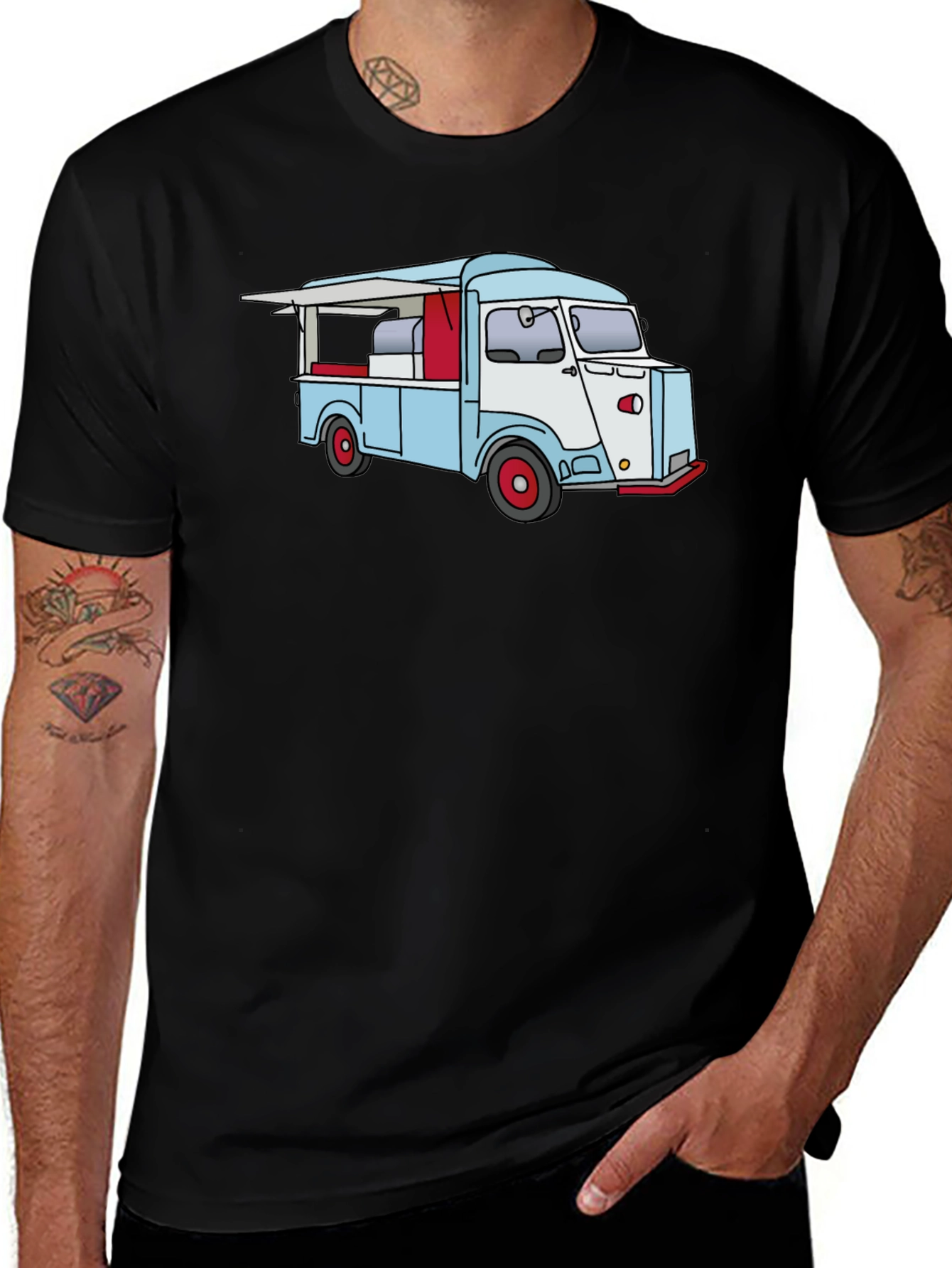 Variant 10 of Vintage Food Truck Graphic Tee - Black