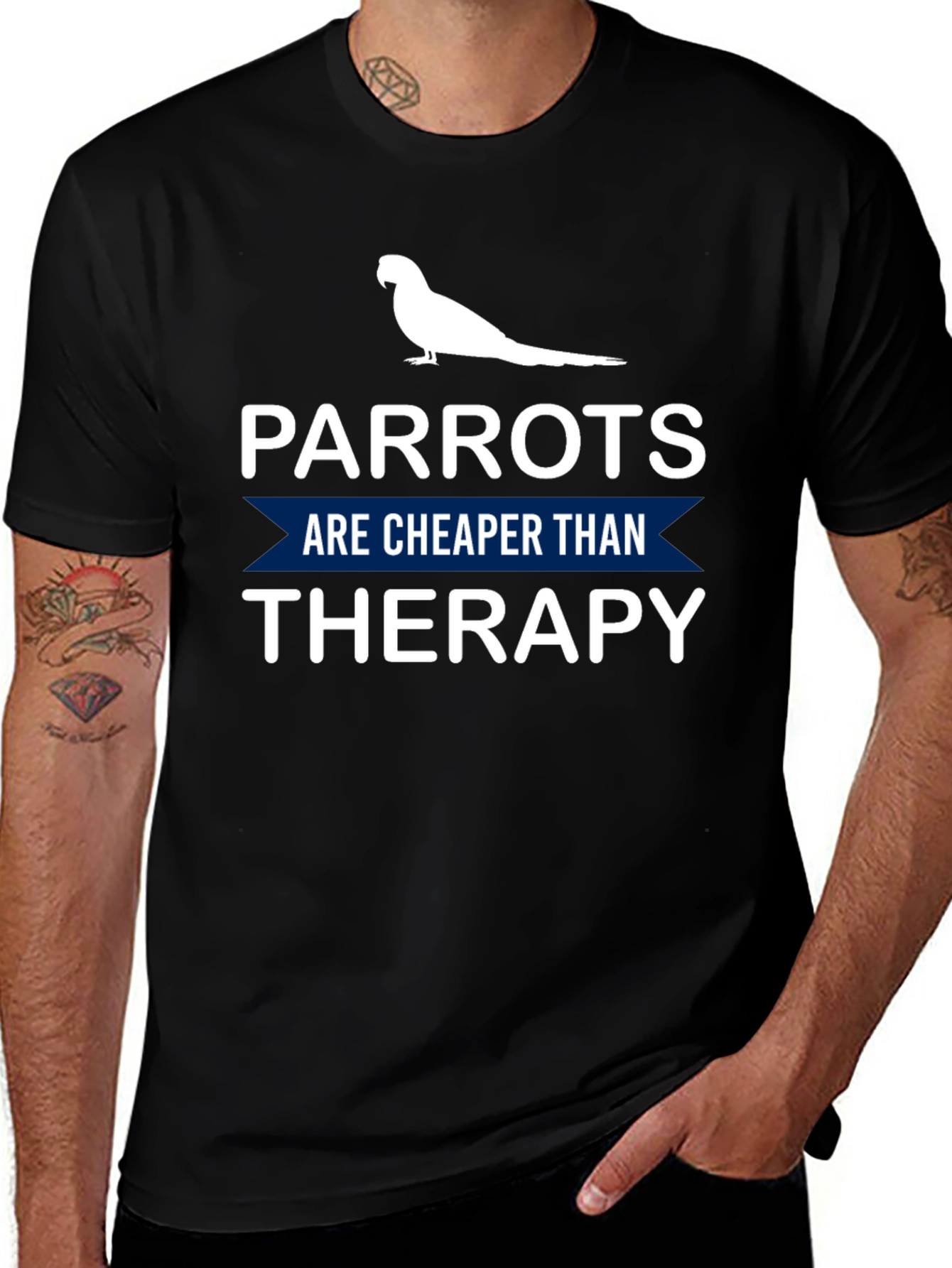 Variant 14 of Parrot Therapy T-Shirt: Cheaper Than Therapy!