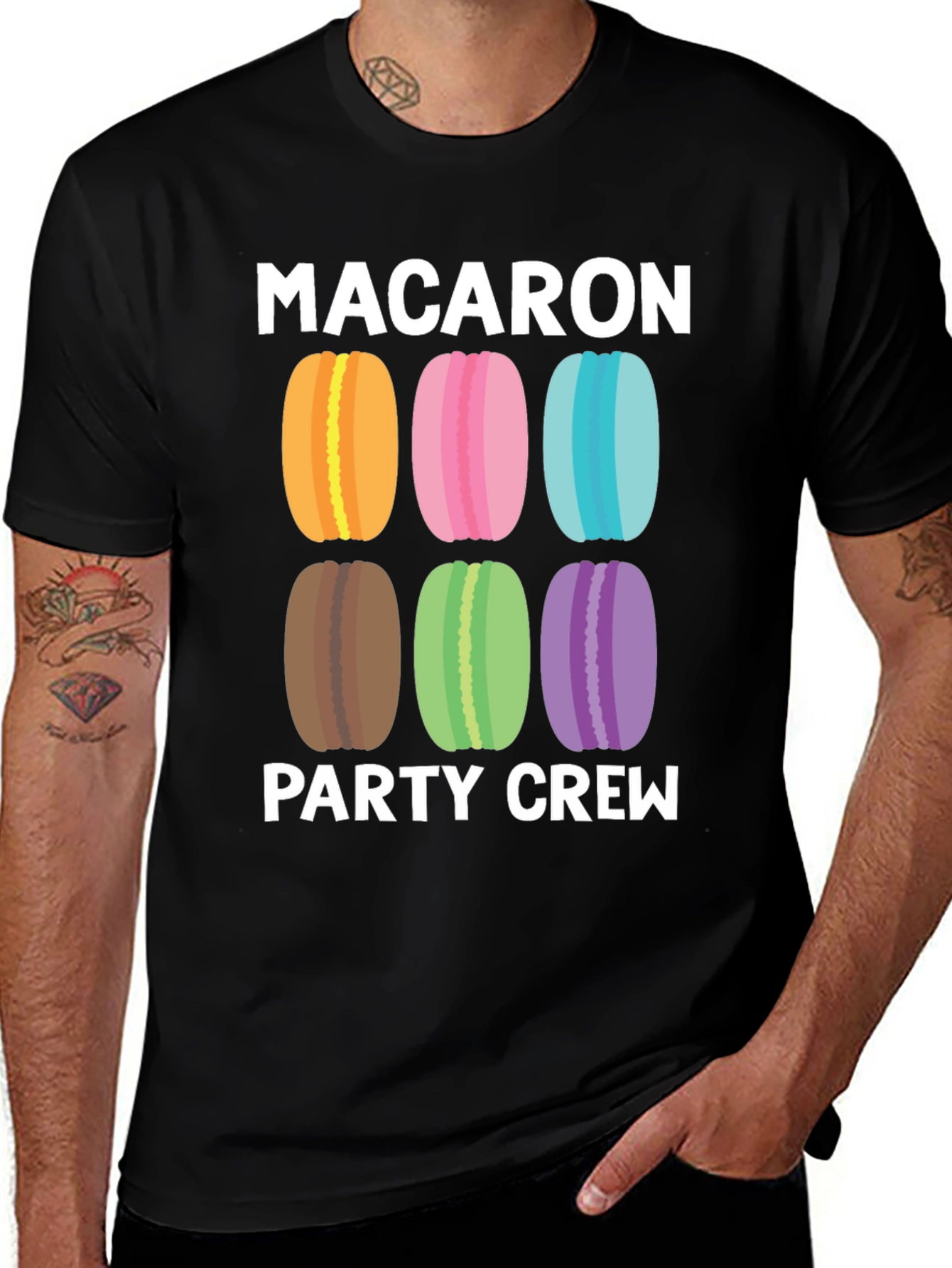 Variant 7 of Macaron Party Crew T-Shirt Funny Foodie Tee