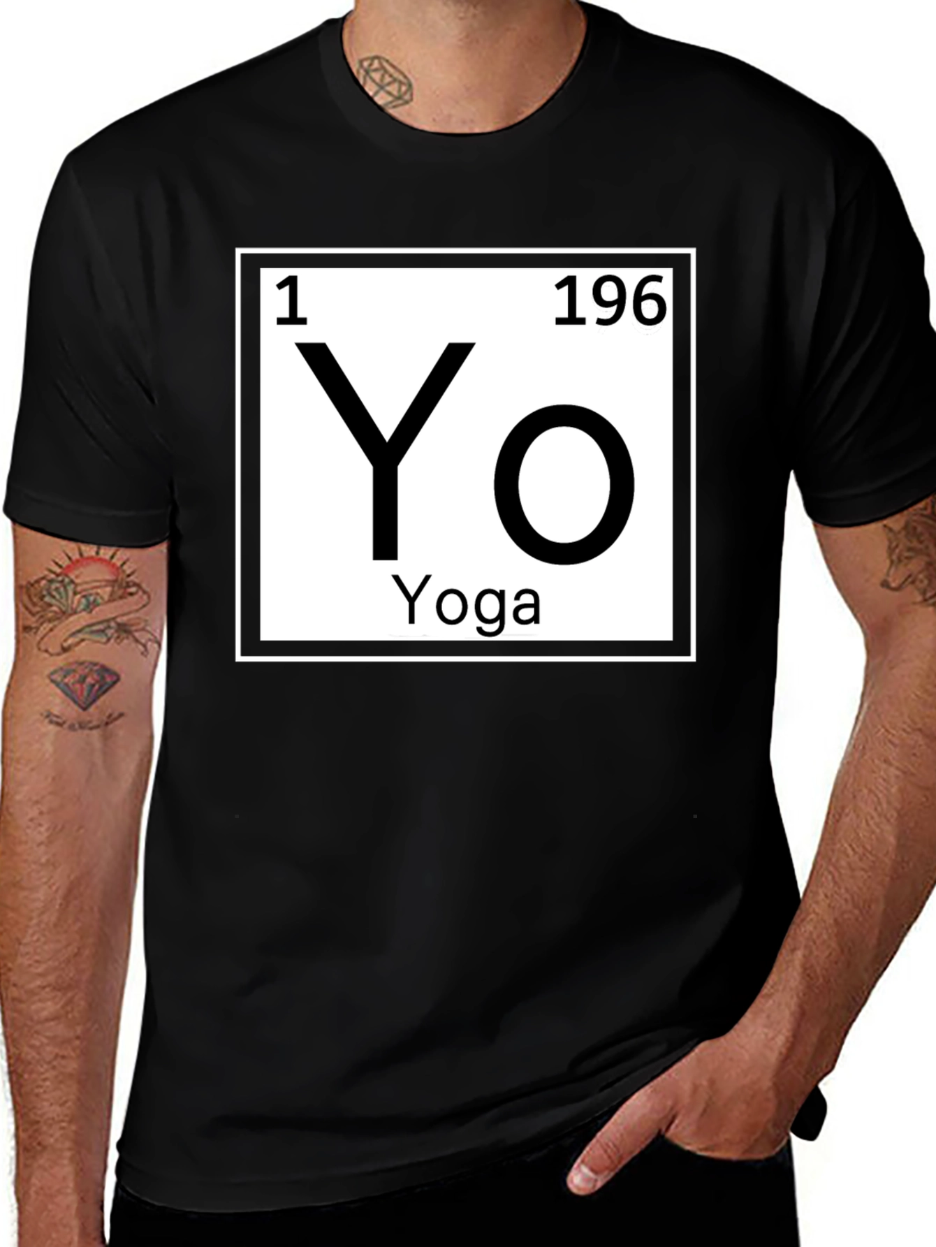 Variant 8 of Yoga Periodic Table Black T-Shirt