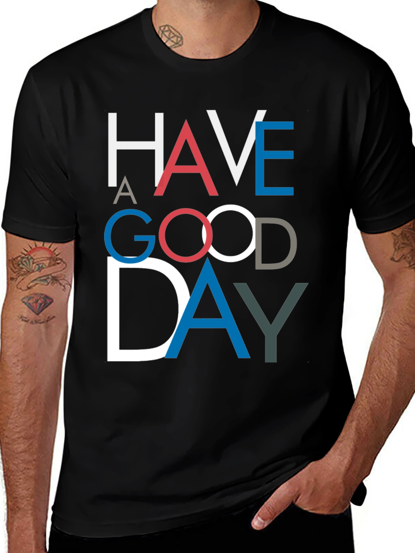 Variant 30 of Have A Good Day Graphic Tee - Casual Black T-Shirt