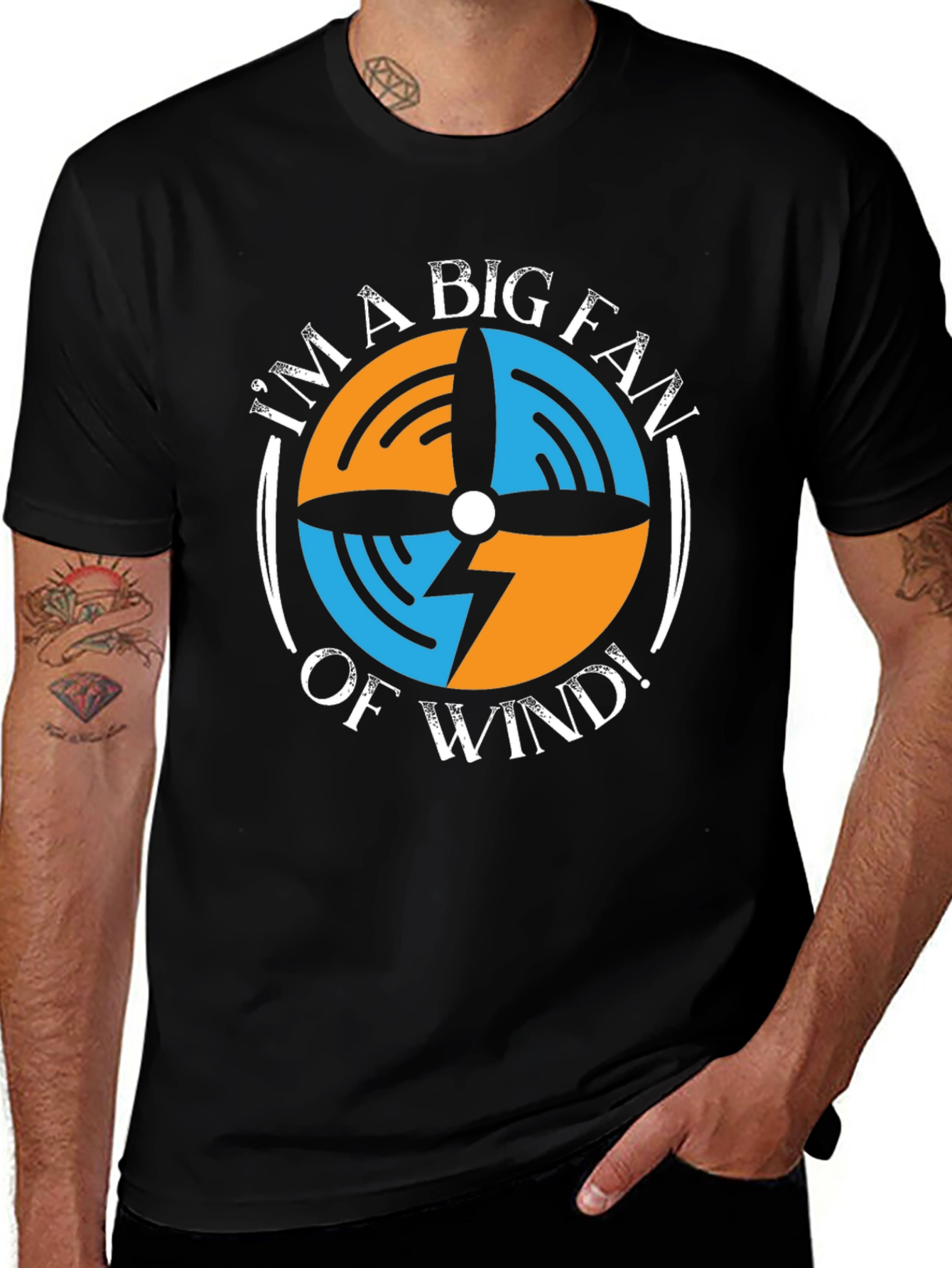 Variant 10 of I'm A Big Fan of Wind! Novelty Graphic T-Shirt
