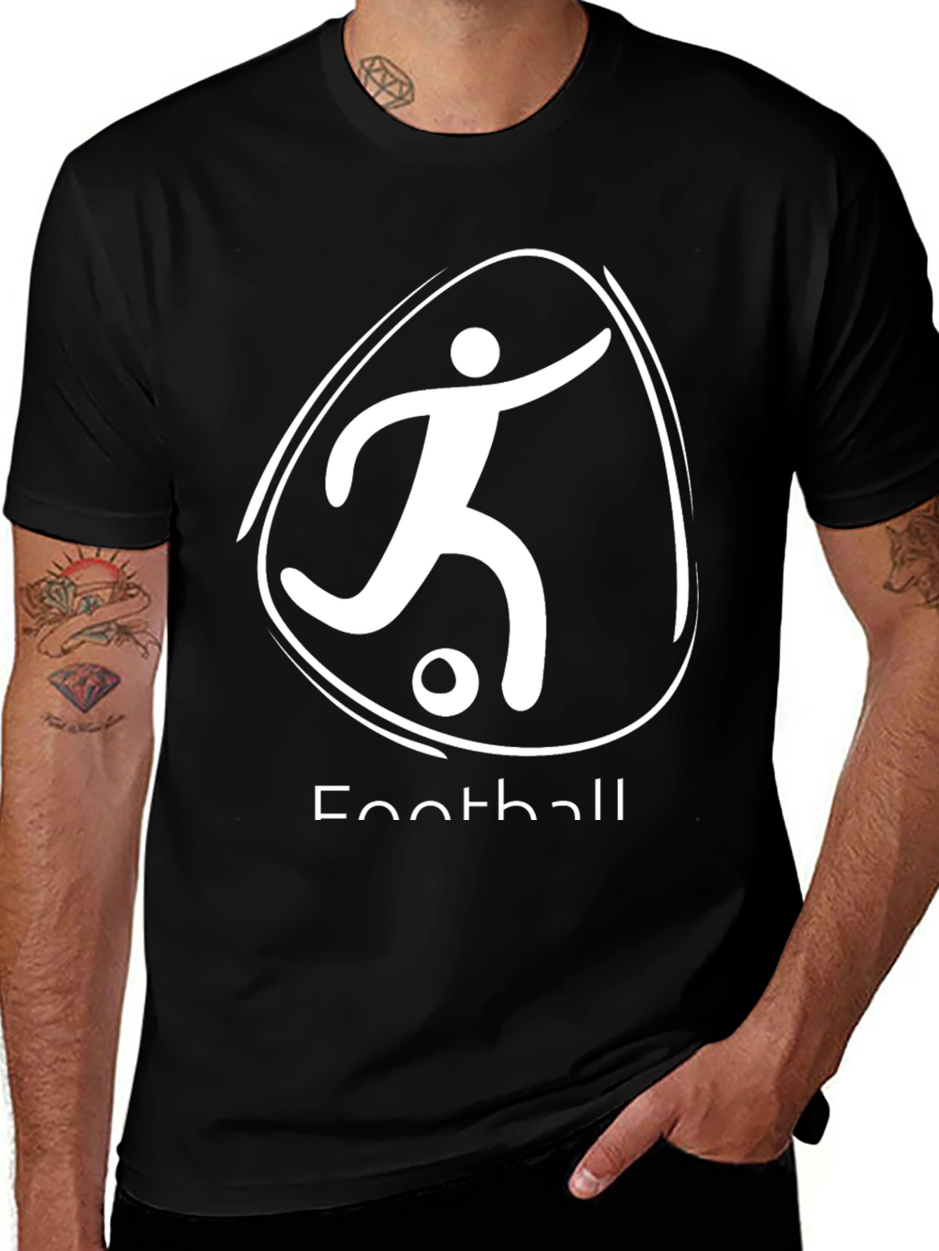 Variant 7 of Black Football T-Shirt - Sporty Graphic Tee