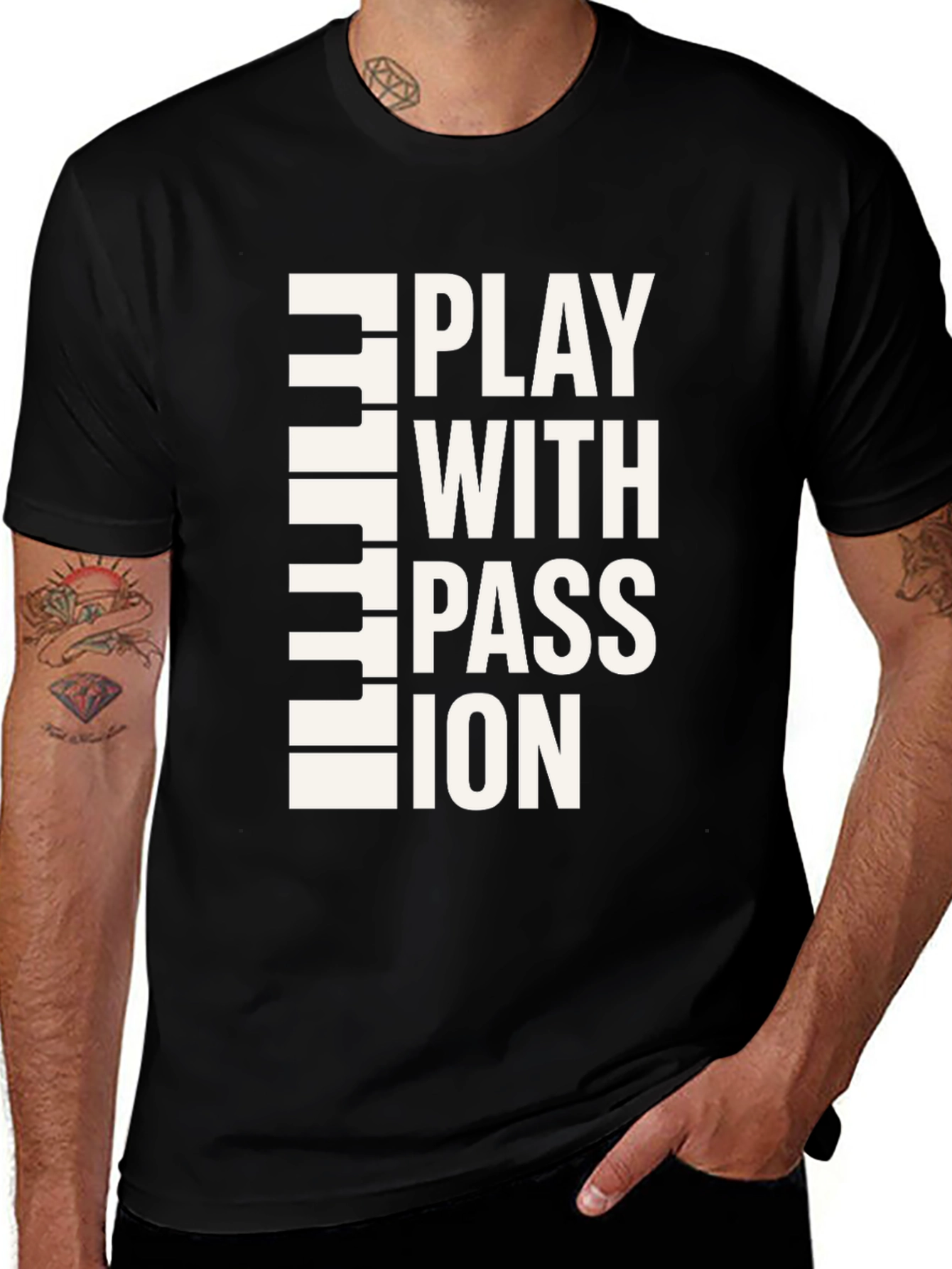 Variant 29 of Play With Passion Piano Keys Graphic Tee