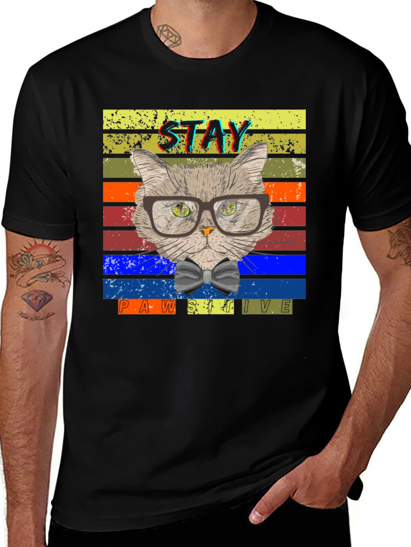 Variant 3 of Stay Pawsitive Cat T-Shirt