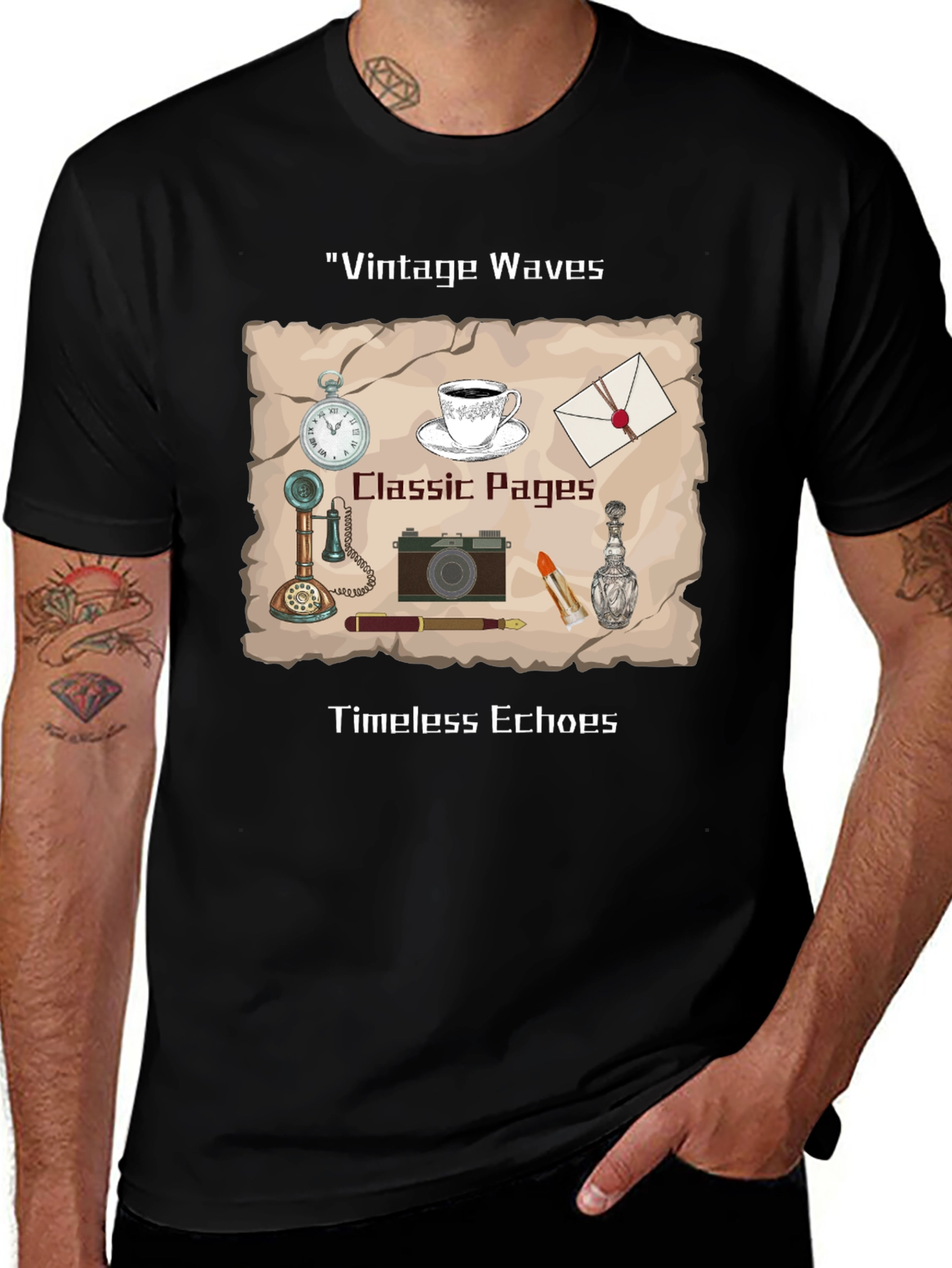 Variant 11 of Vintage Waves T-Shirt: Classic Pages, Timeless Echoes