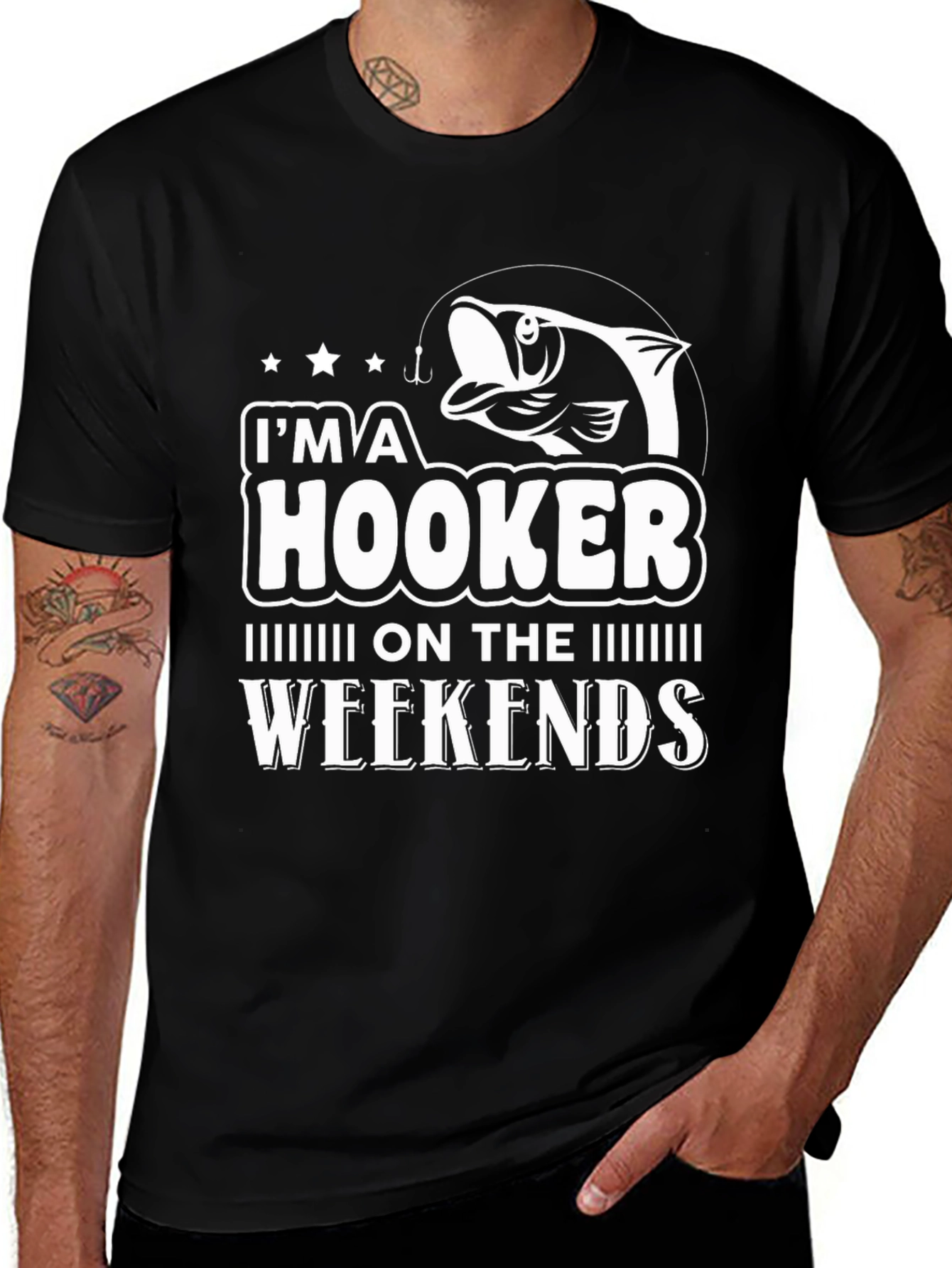 Variant 5 of I'm a Hooker on the Weekends Fishing T-Shirt