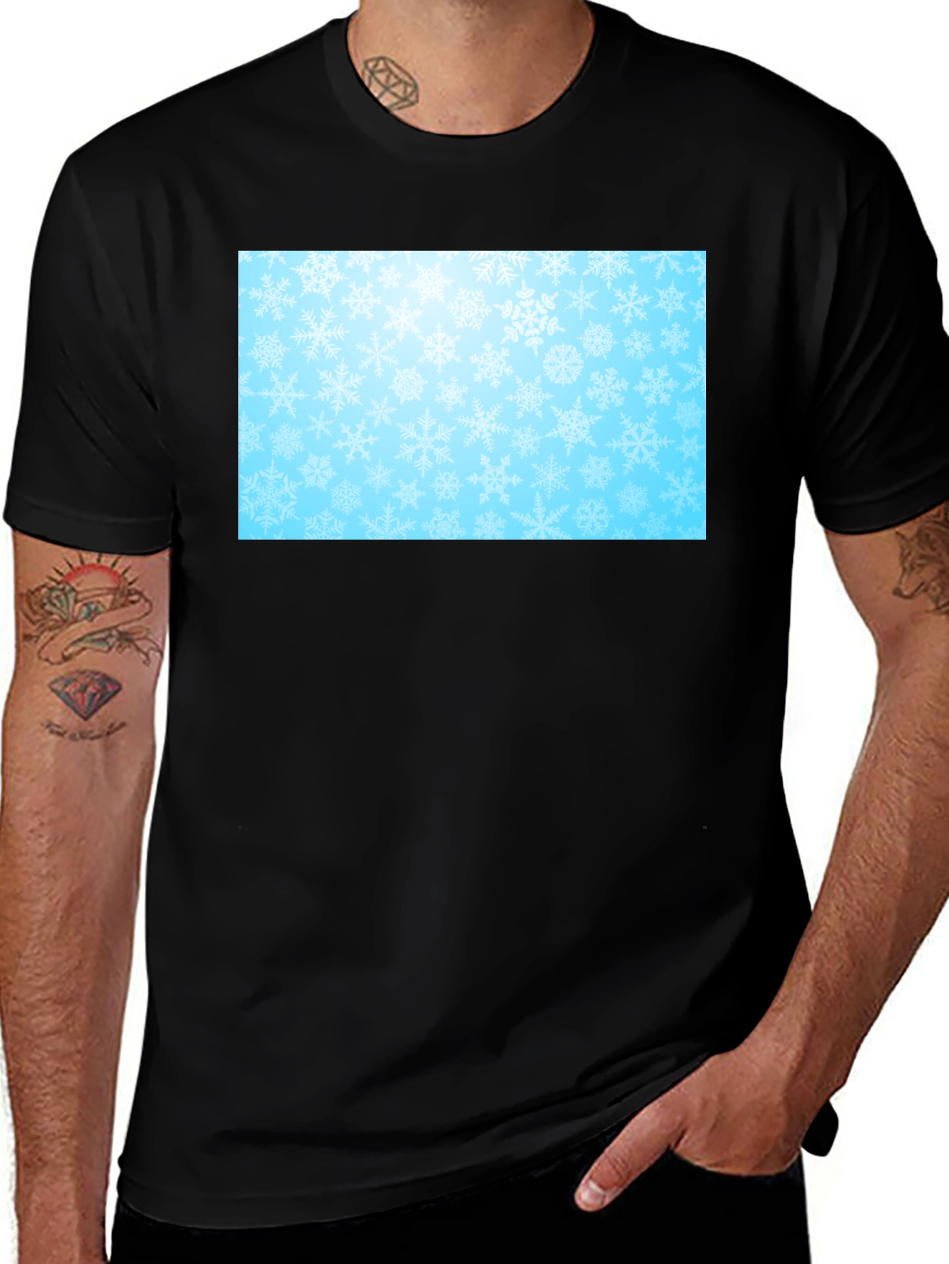 Variant 17 of Snowflake Pattern Black Tee