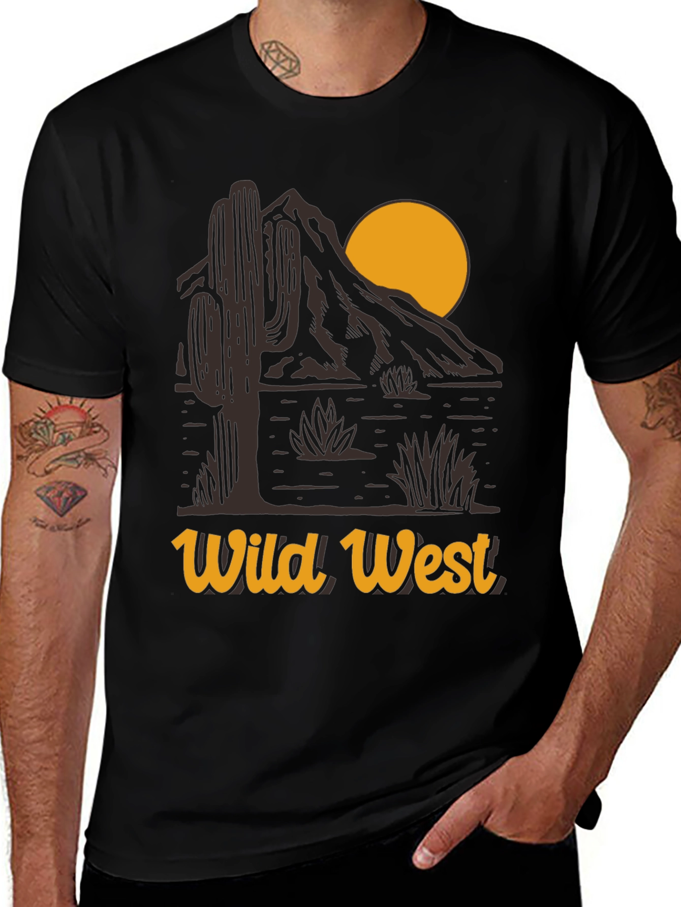 Wild West Desert Graphic Tee - Mens Black T-Shirt
