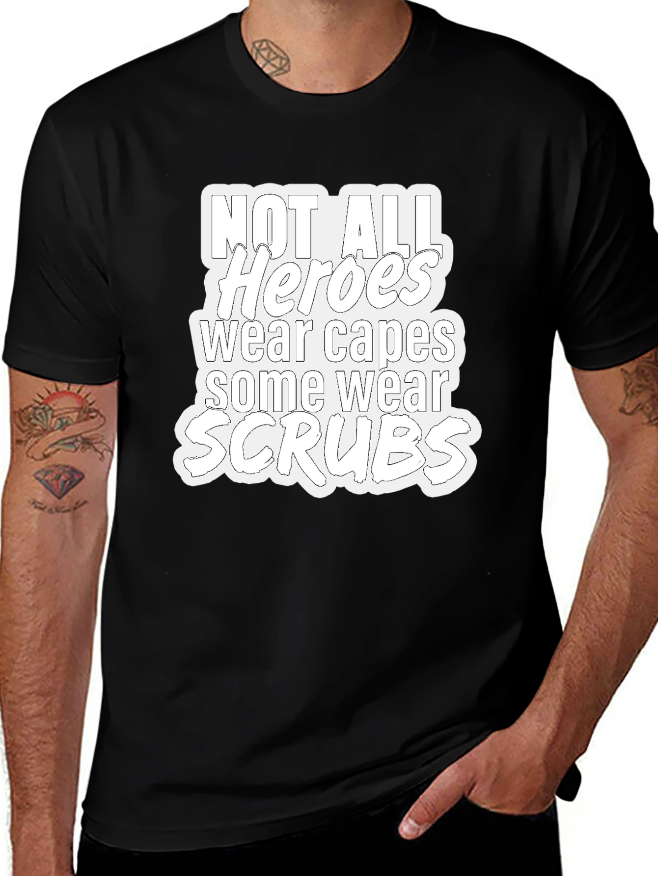 Variant 2 of Heroes Wear Scrubs Black T-Shirt