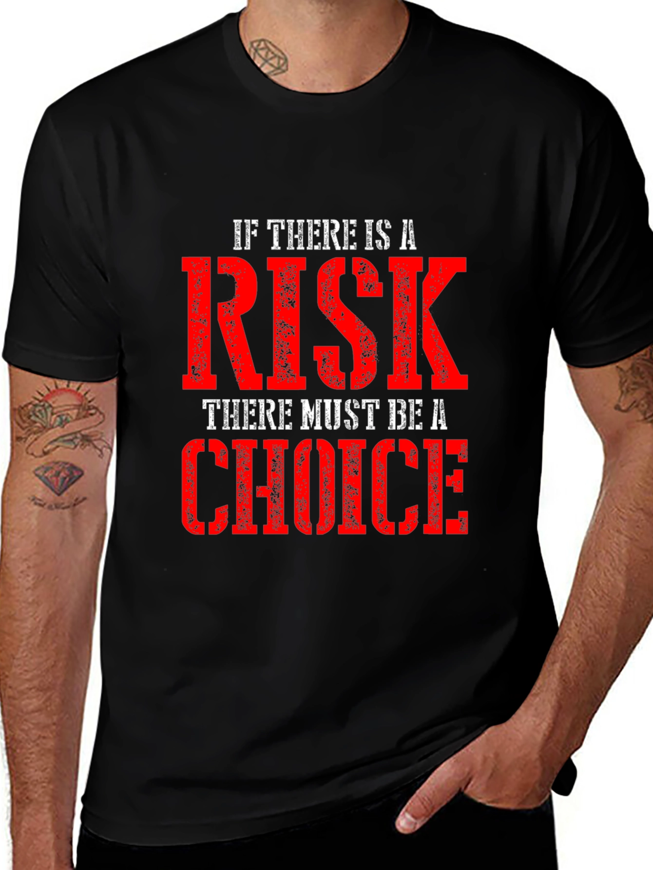 Variant 22 of Risk and Choice Graphic Tee - Black Casual T-Shirt