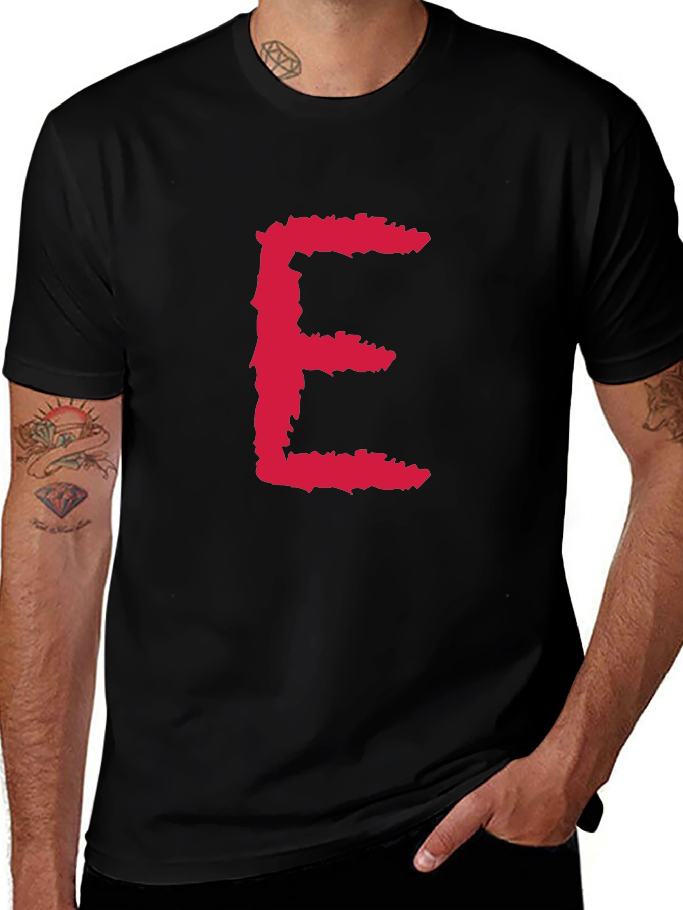 Bold Letter E Graphic Tee - Casual Wear