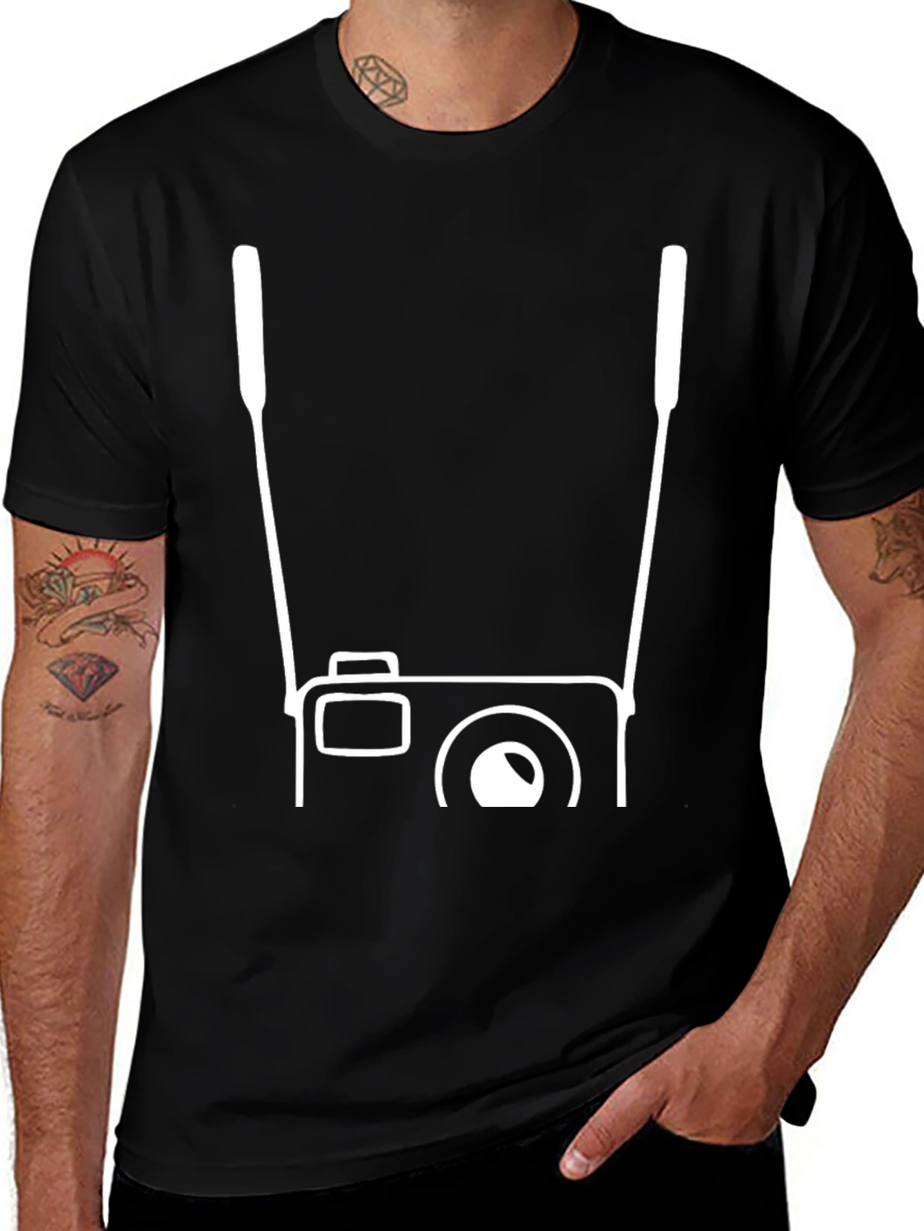 Variant 5 of Camera Graphic Tee - Casual Black T-Shirt