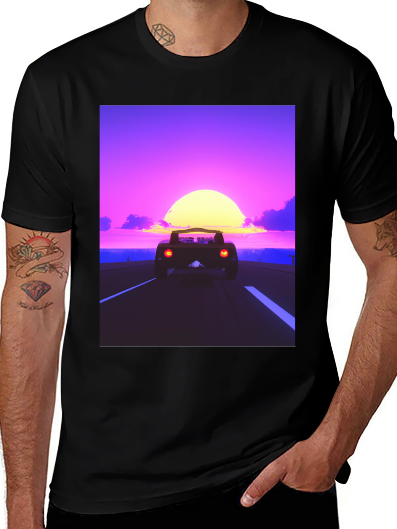Retro Sunset Ride T-Shirt - Synthwave Car Design
