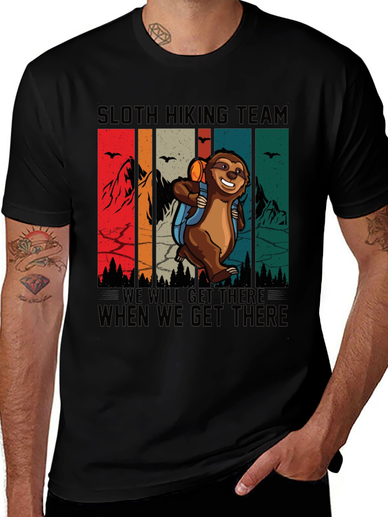 Variant 16 of Sloth Hiking Team T-Shirt Funny Graphic Tee