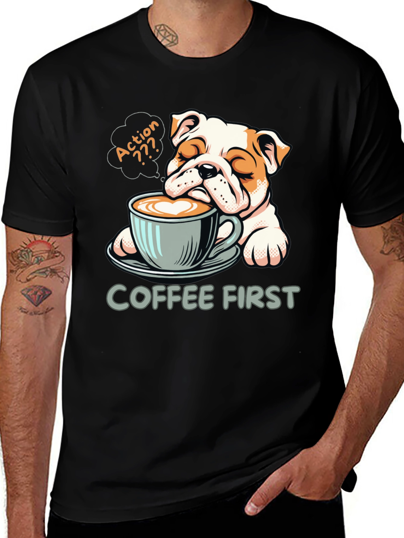 Coffee First Bulldog Tee - Relaxed Fit