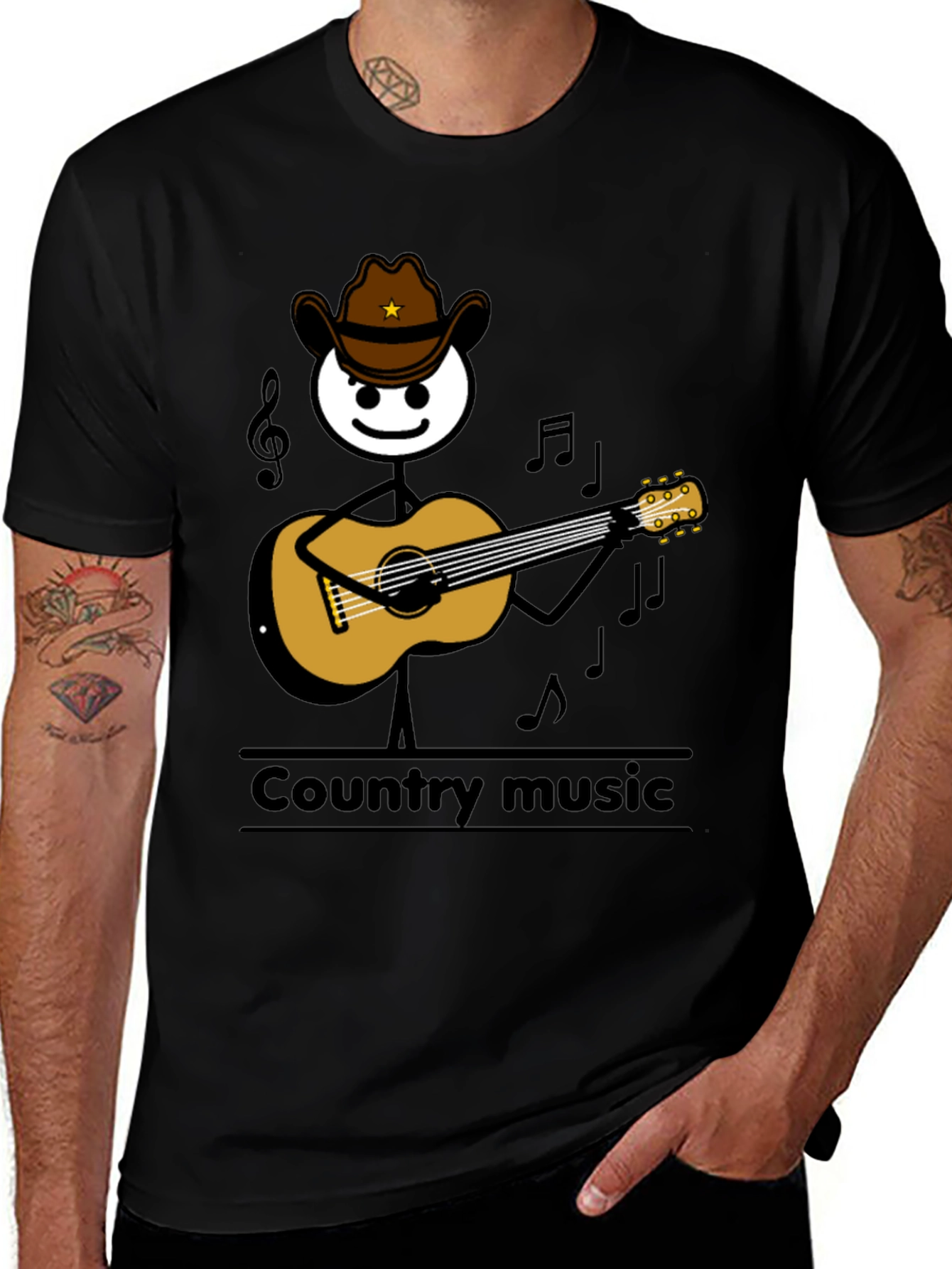 Variant 3 of Country Music Stick Figure Guitarist T-Shirt