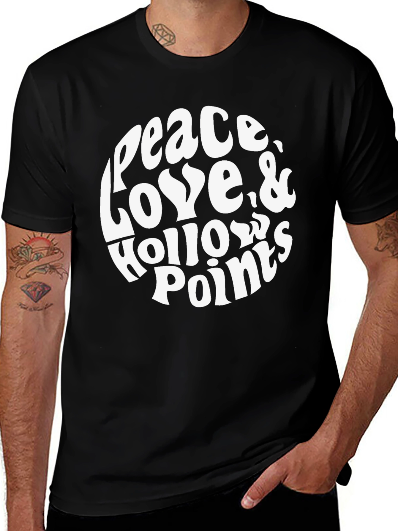 Variant 13 of Peace Love Hollow Points Graphic Tee
