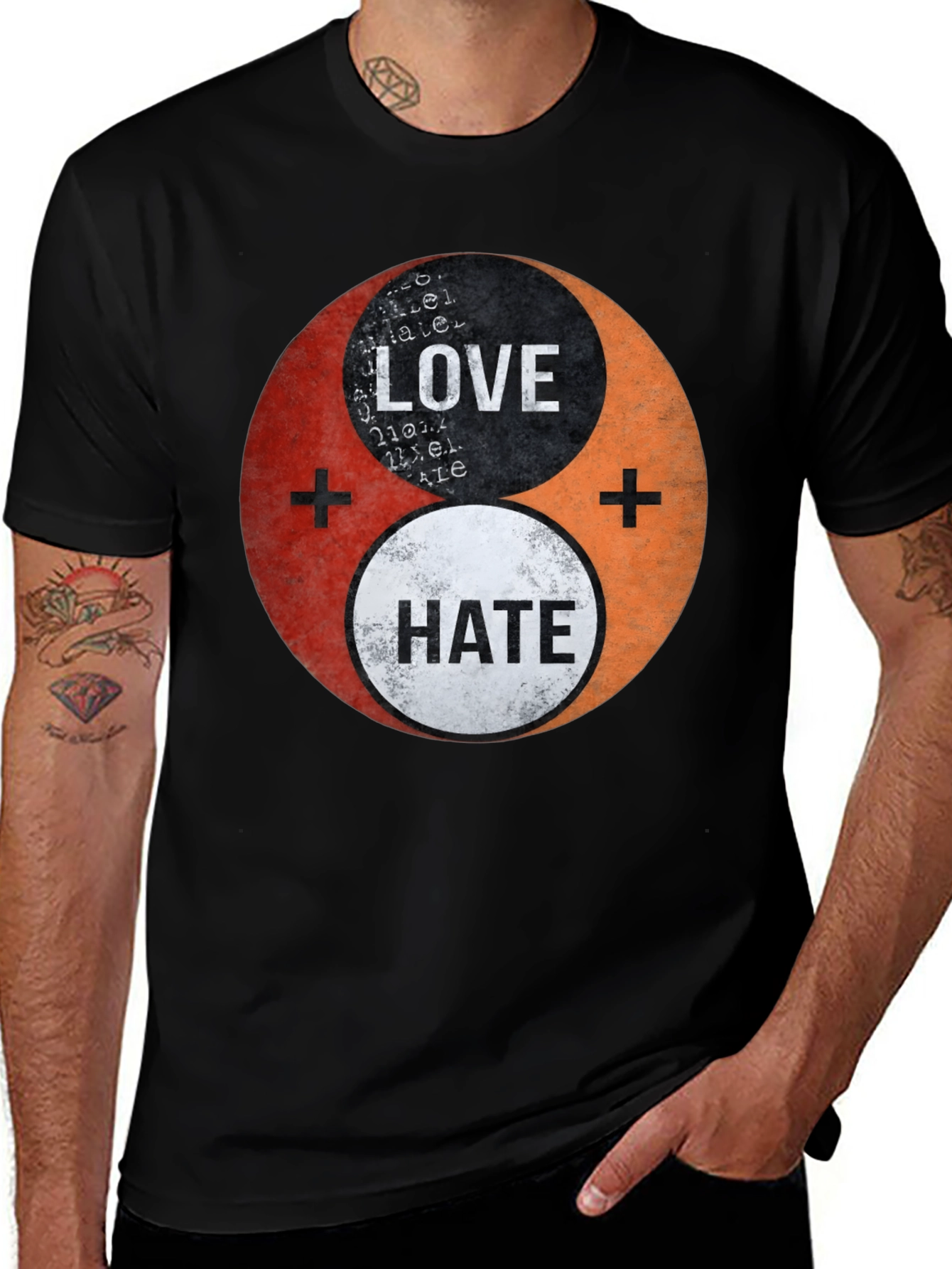 Yin Yang Love Hate Graphic T-Shirt